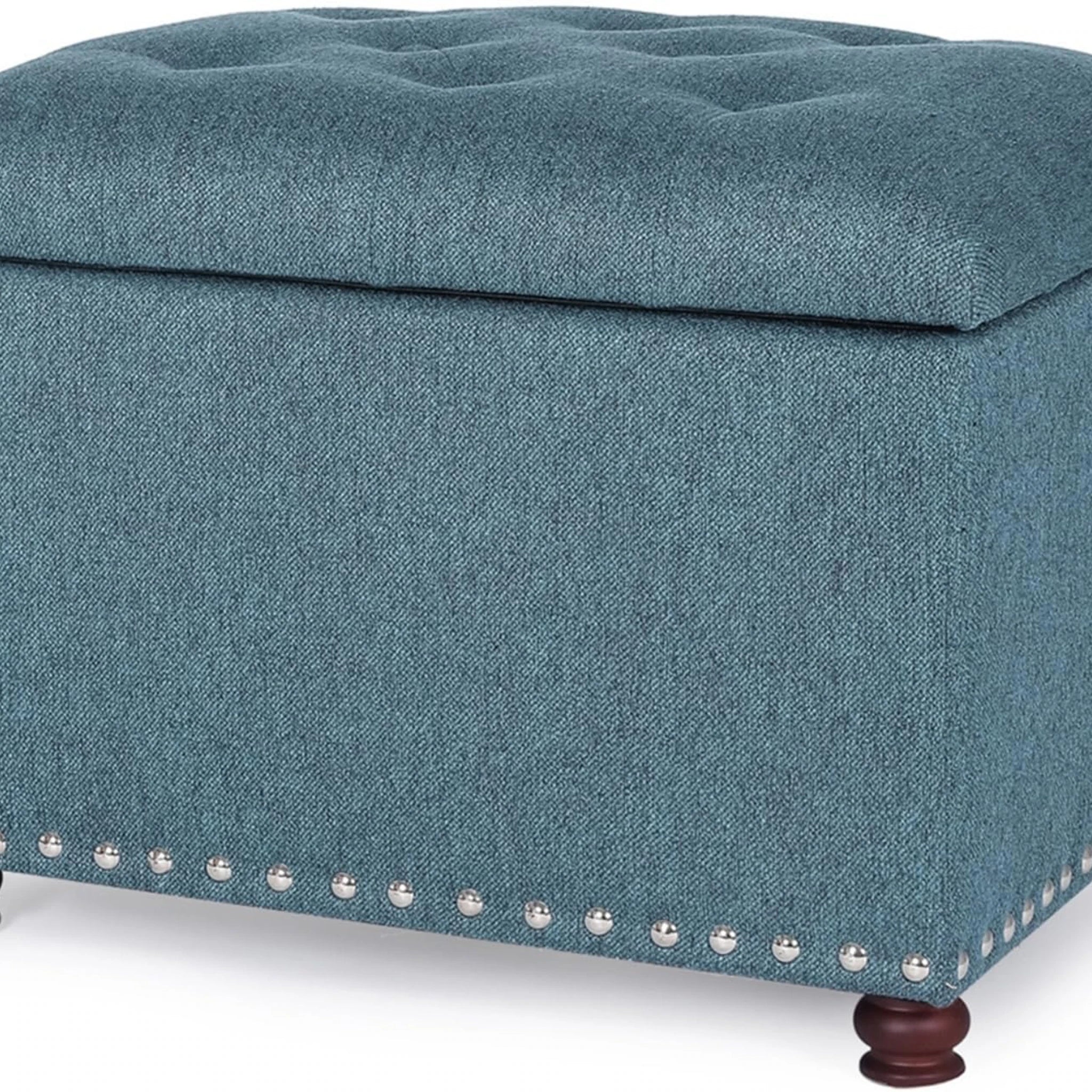 Adeco Cyan Lift-Top Tufted Storage Ottoman – styled home scene