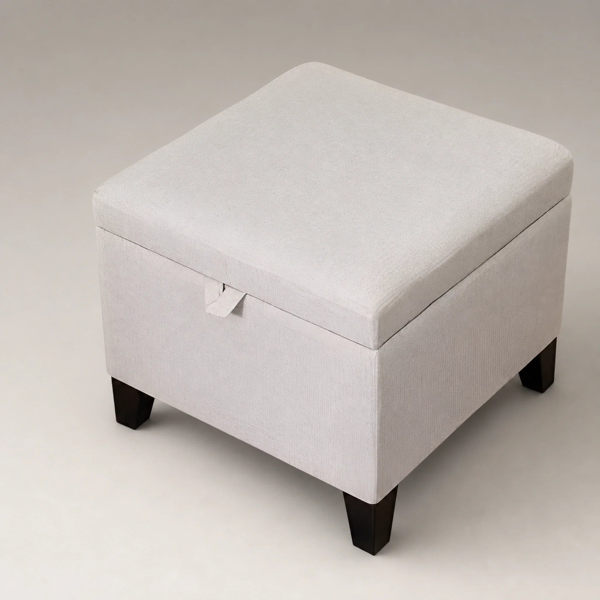 Adeco Beige Grey storage ottoman – warm studio front view
