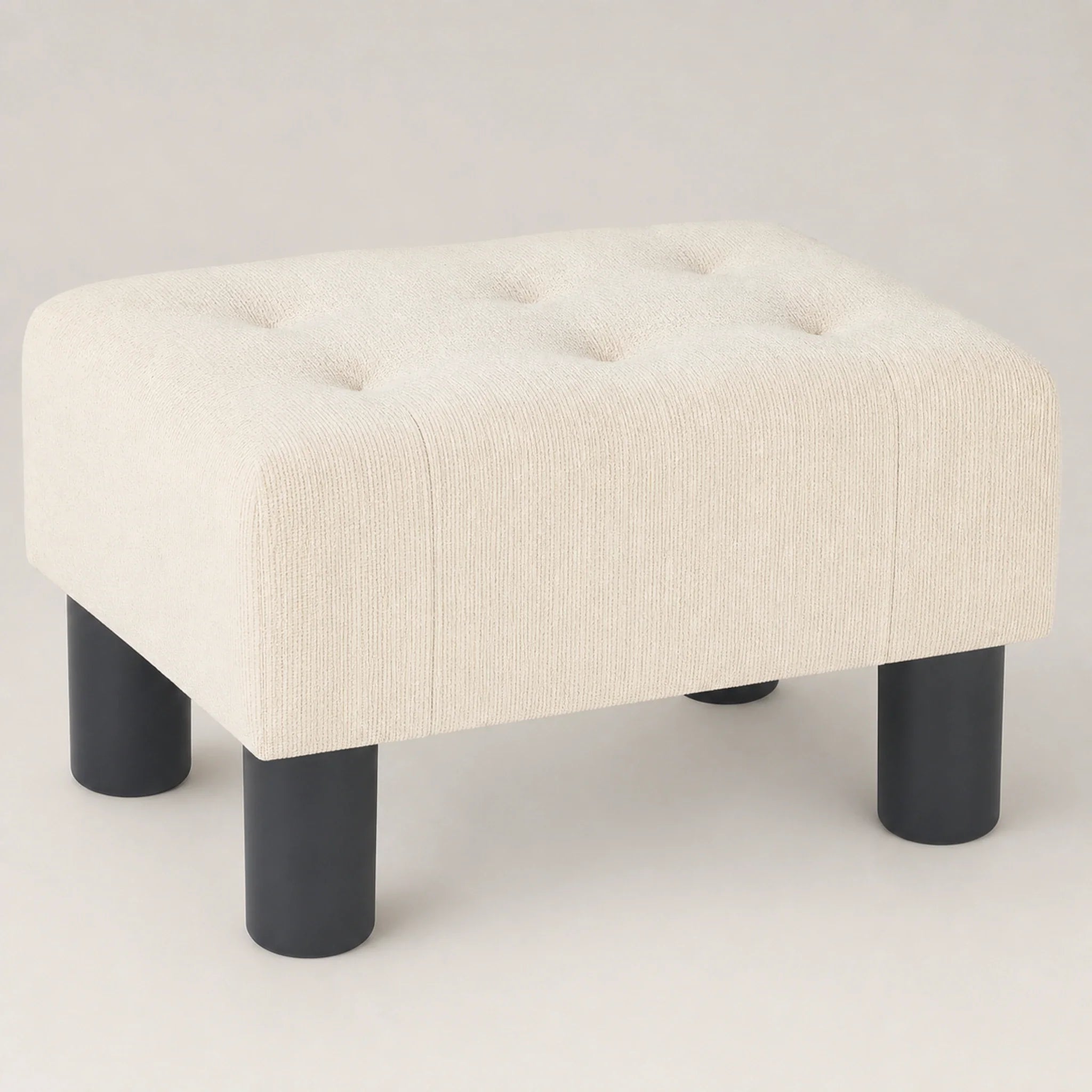 Adeco Beige storage ottoman – warm studio front view