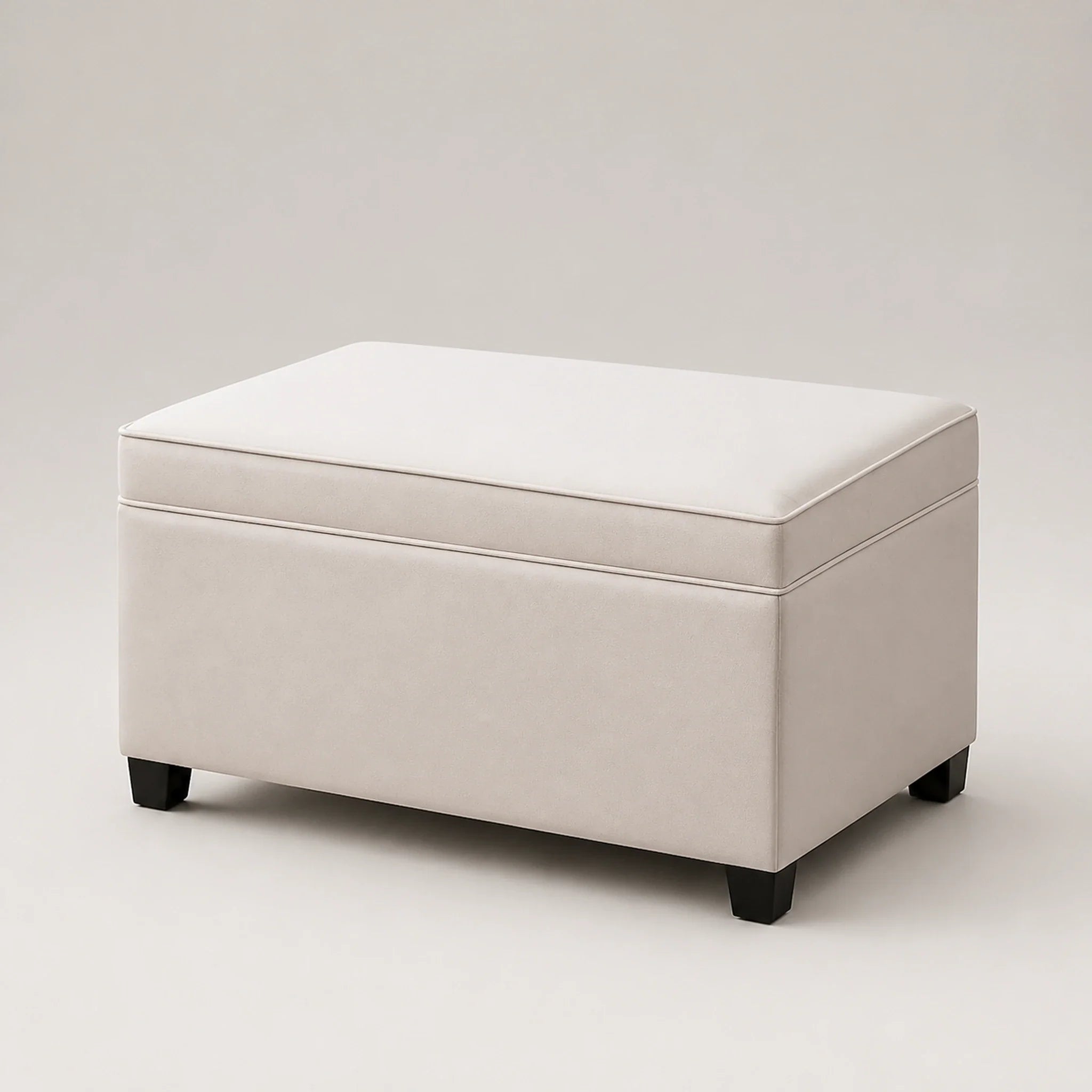 Adeco Beige storage ottoman – warm studio front view