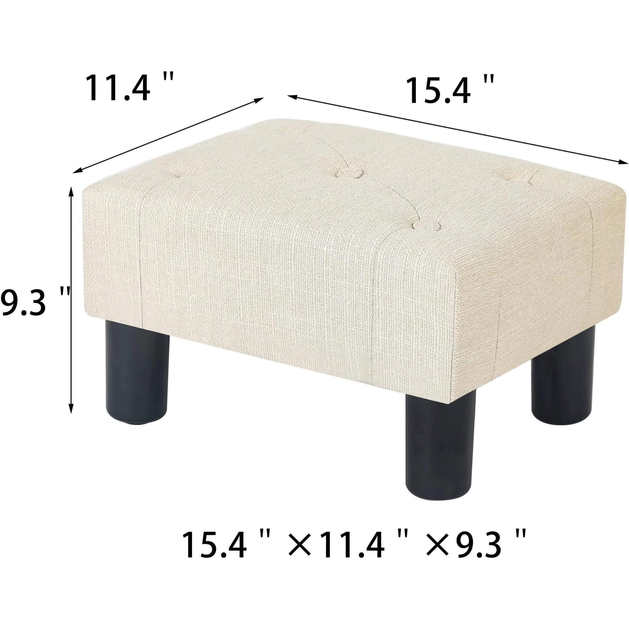 Adeco Beige Linen Footrest Stool – dimensions chart