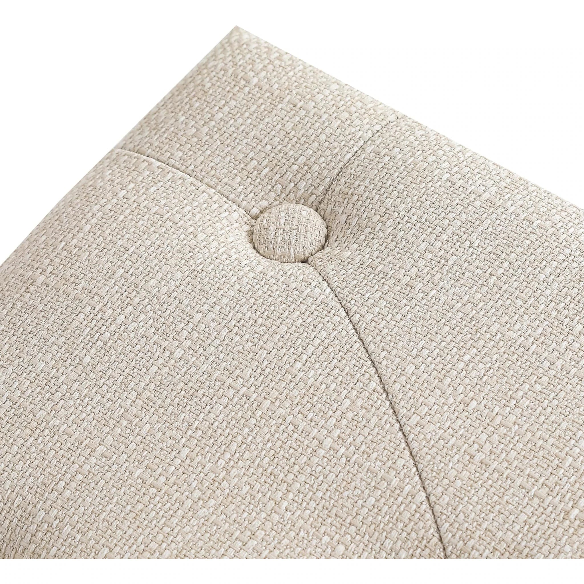 Adeco Beige Linen Footrest Stool – detail and materials view