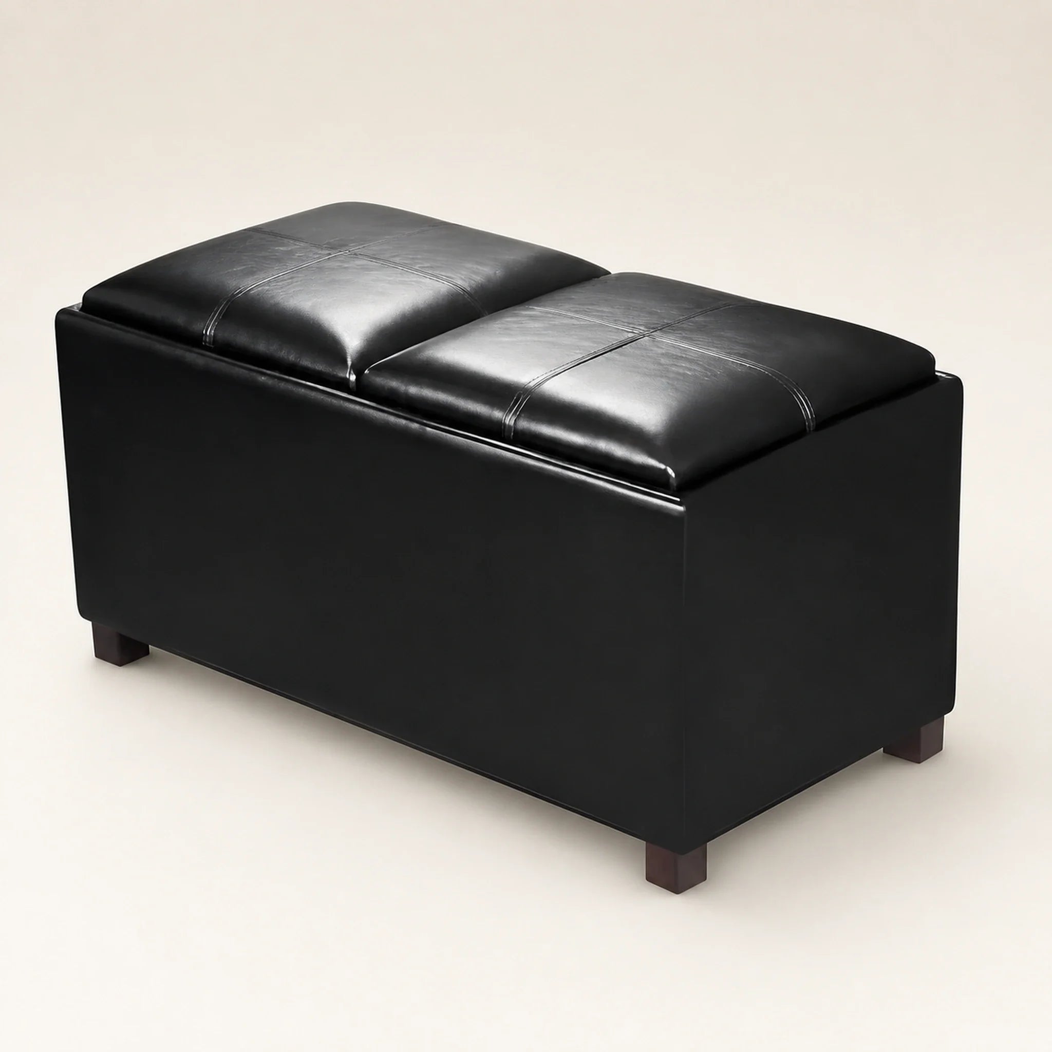 Adeco Black storage ottoman – warm studio front view