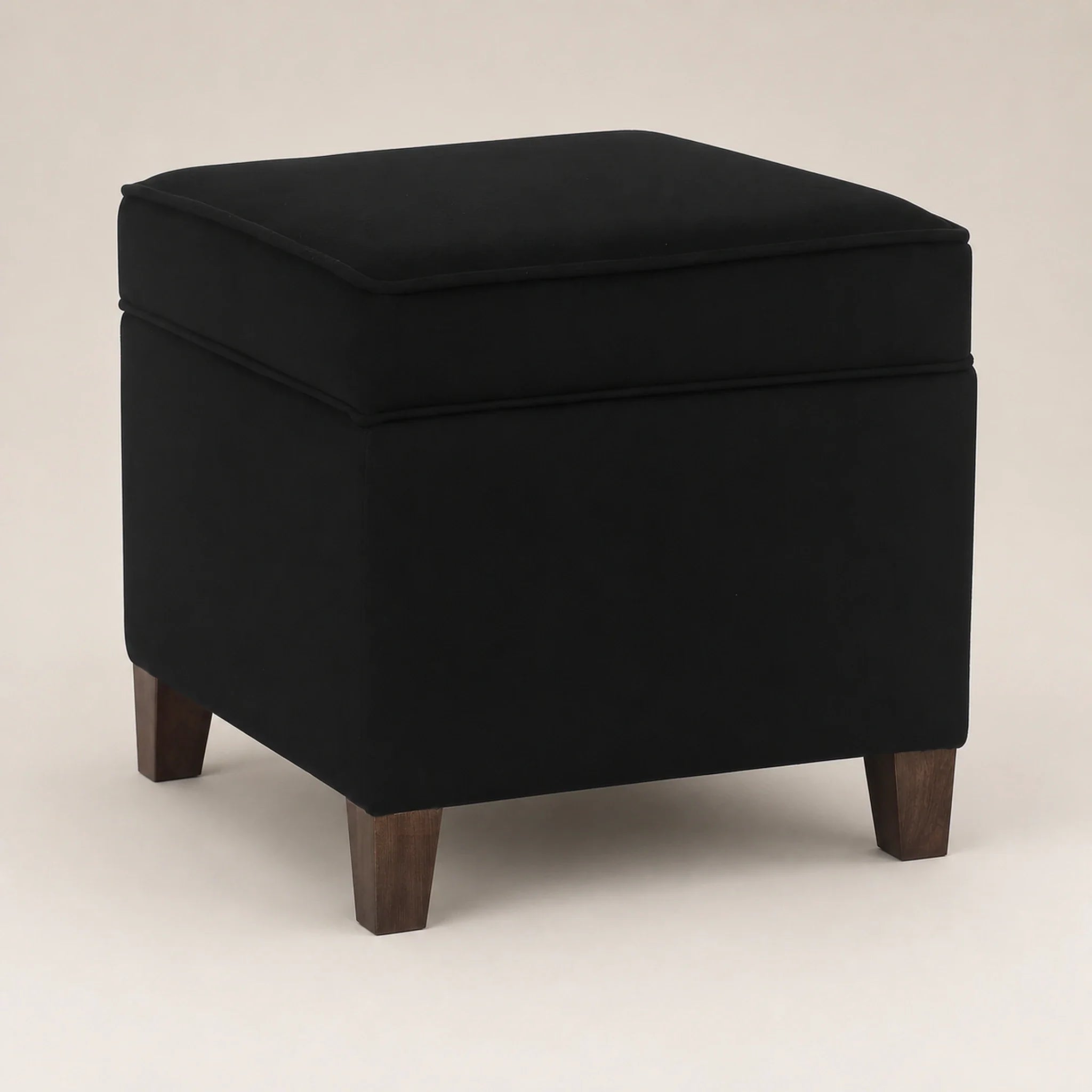 Adeco Black storage ottoman – warm studio front view#Color_Black