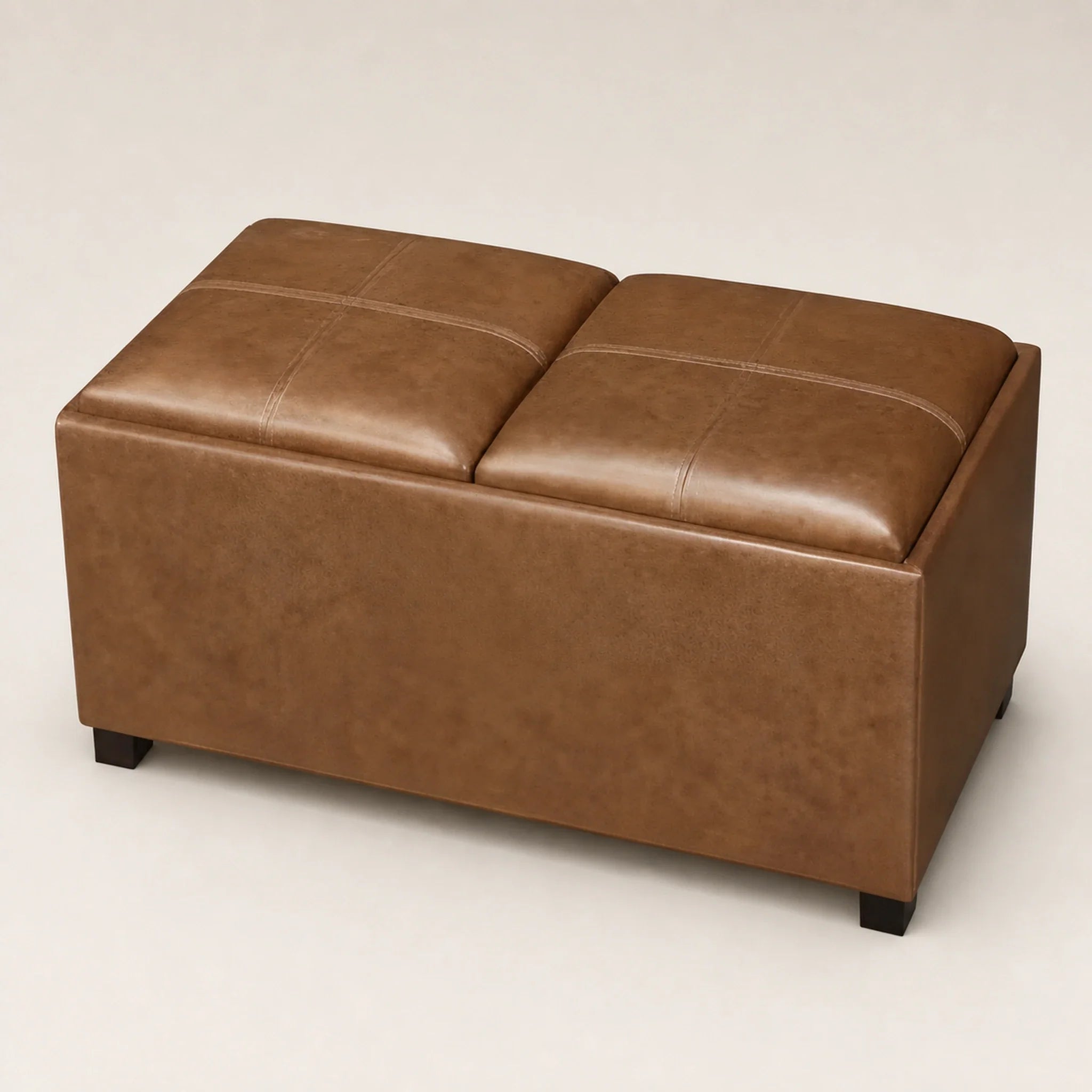 Adeco Brown storage ottoman – warm studio front view#Color_Brown