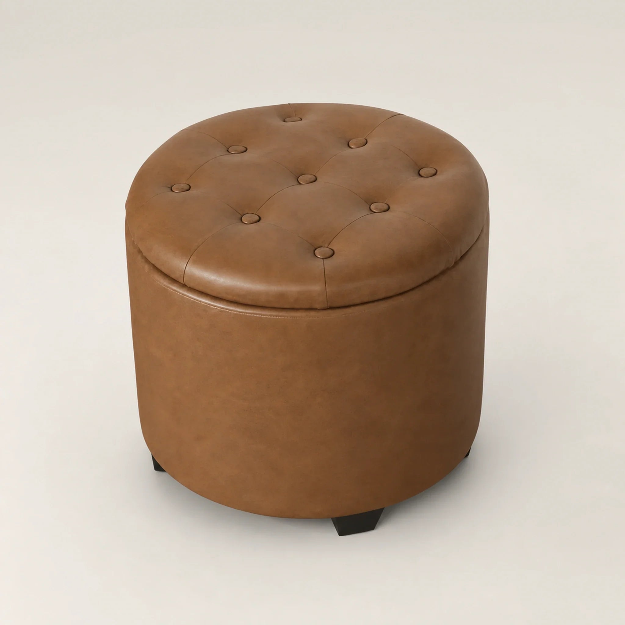 Adeco Caramel Brown storage ottoman – warm studio front view