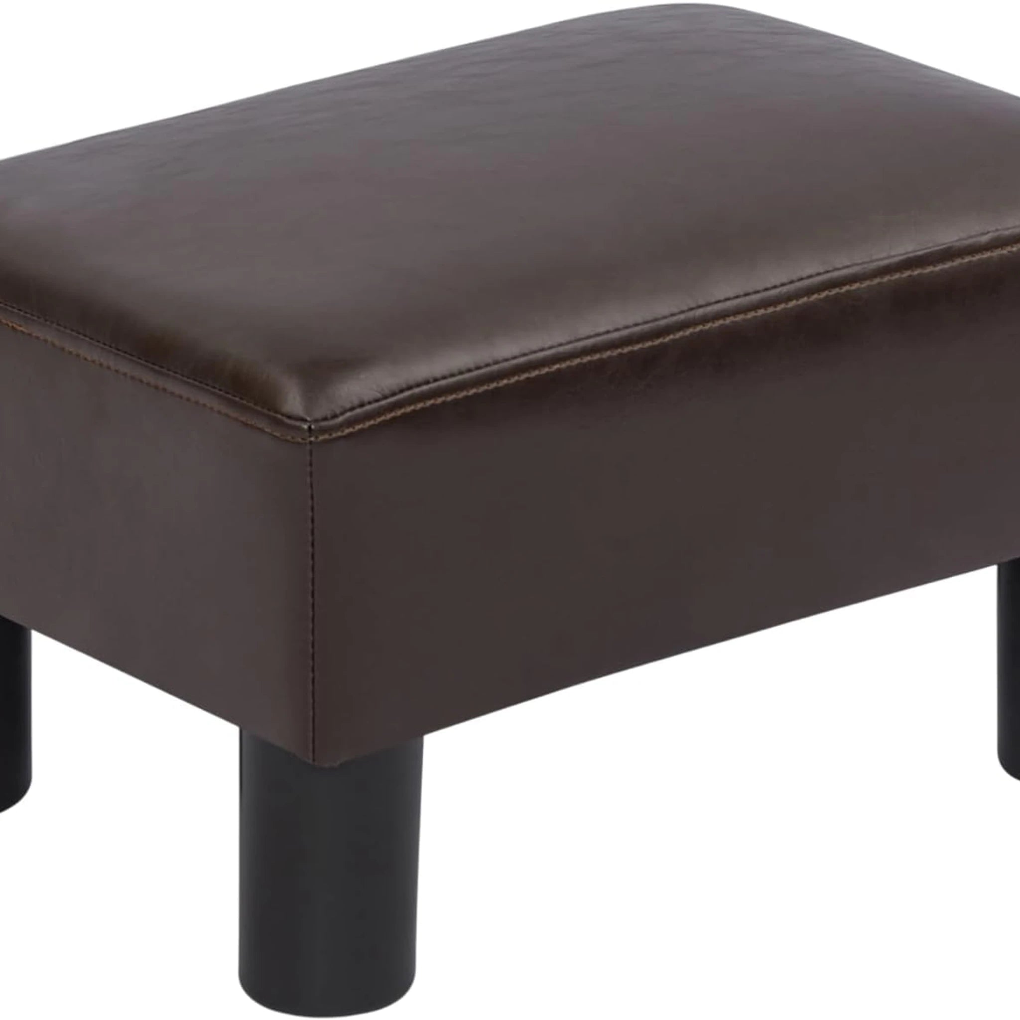 Adeco Coffee Brown Faux Leather Storage Ottoman – styled home scene