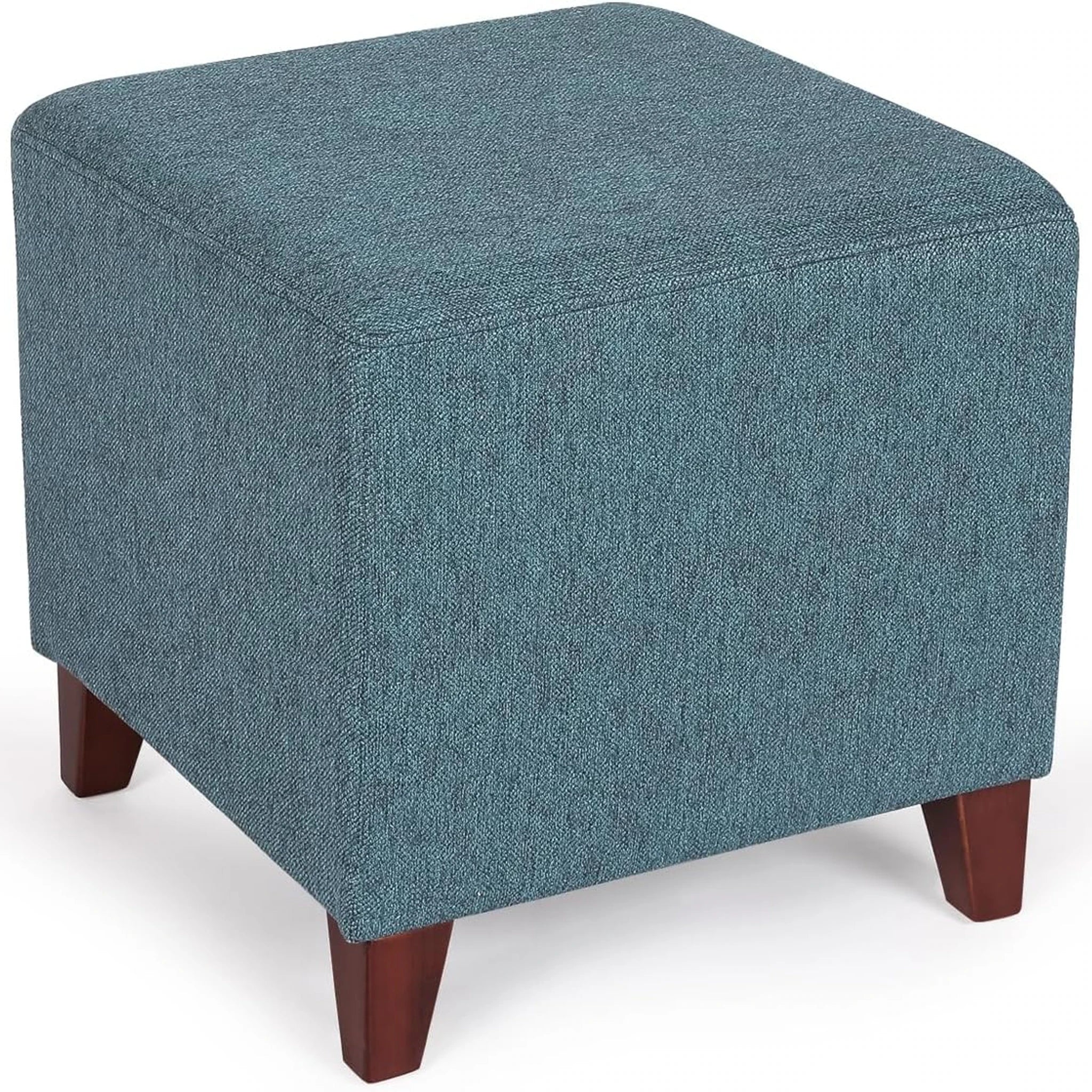 Adeco Cyan Linen Square Vanity Stool – styled home scene