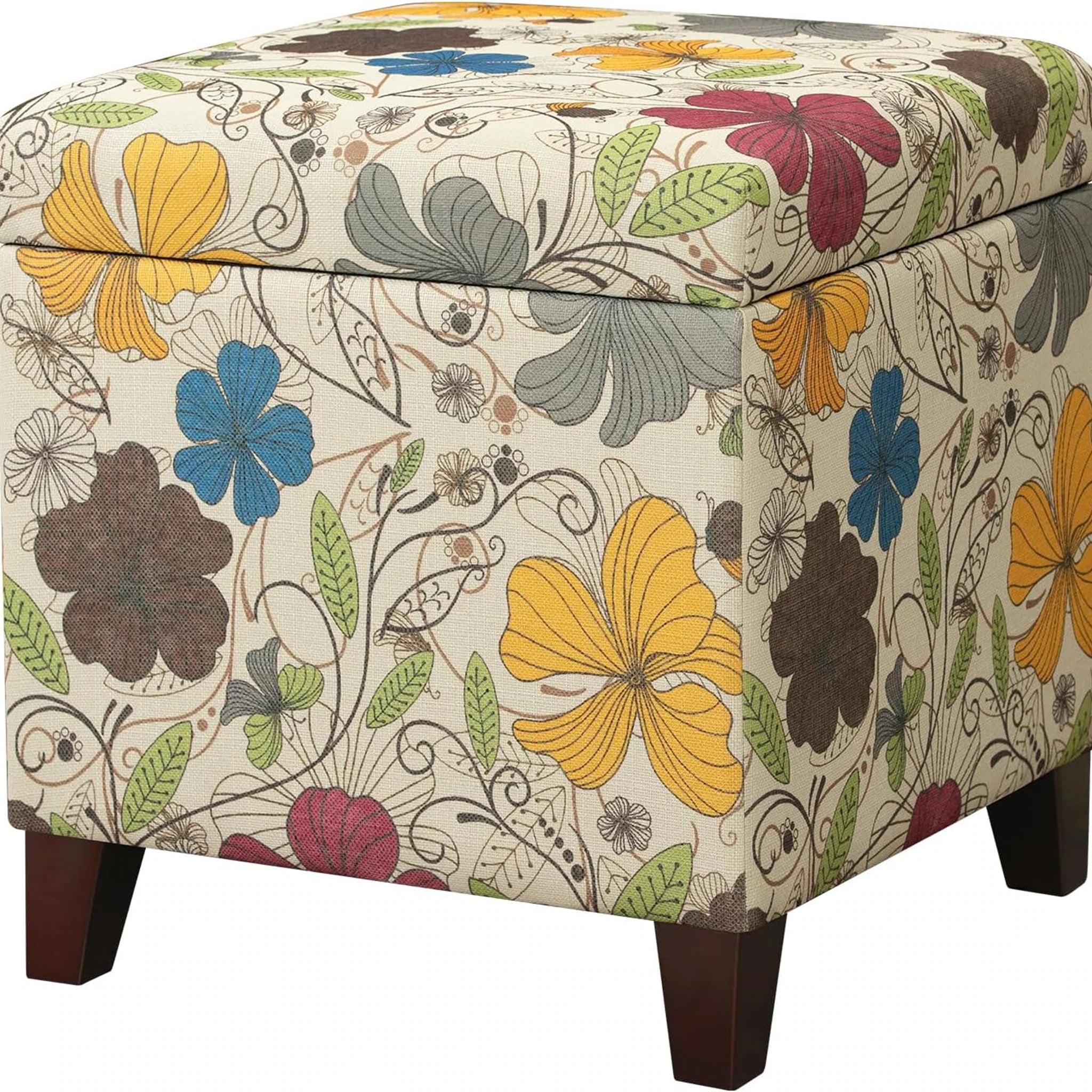 Adeco D Black Fabric Square Storage Ottoman – styled home scene