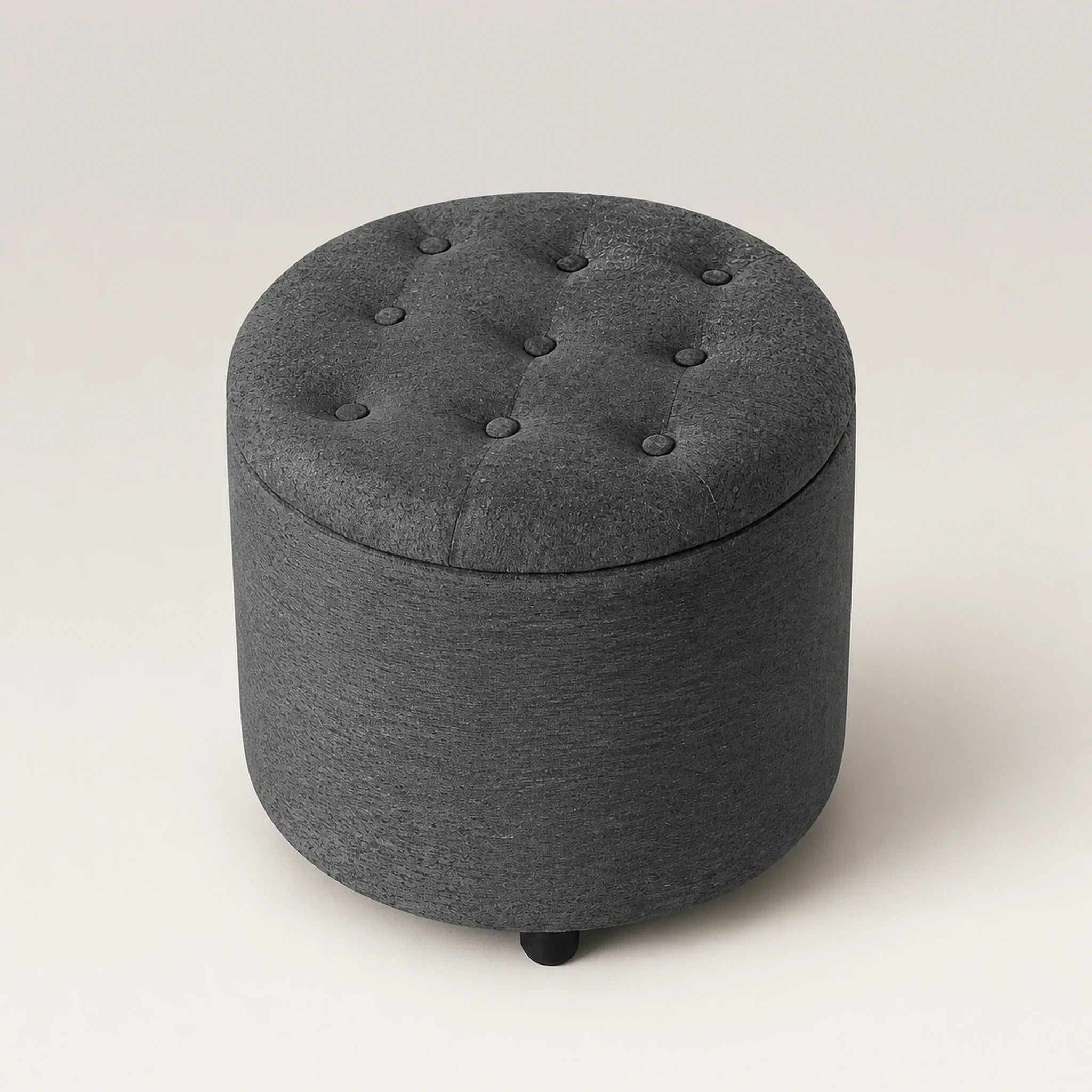 Adeco Dark Gray With Wheels storage ottoman – warm studio front view#Color_Dark Gray With Wheels