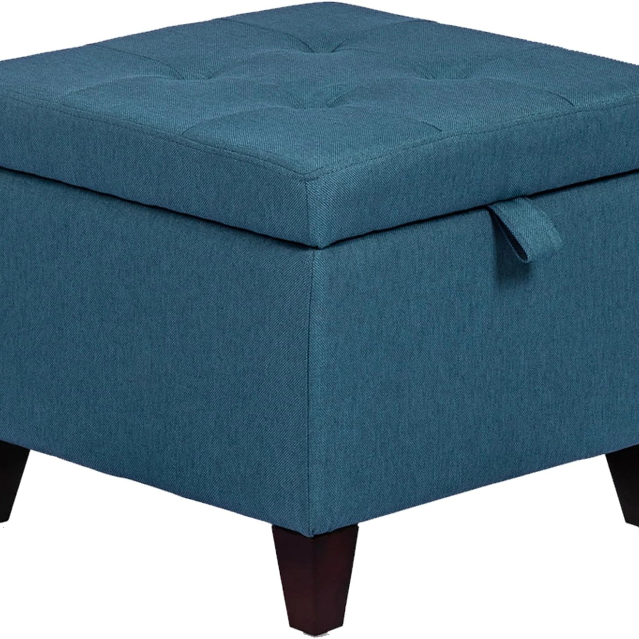 Adeco Deep Blue Fabric Storage Ottoman – styled home scene