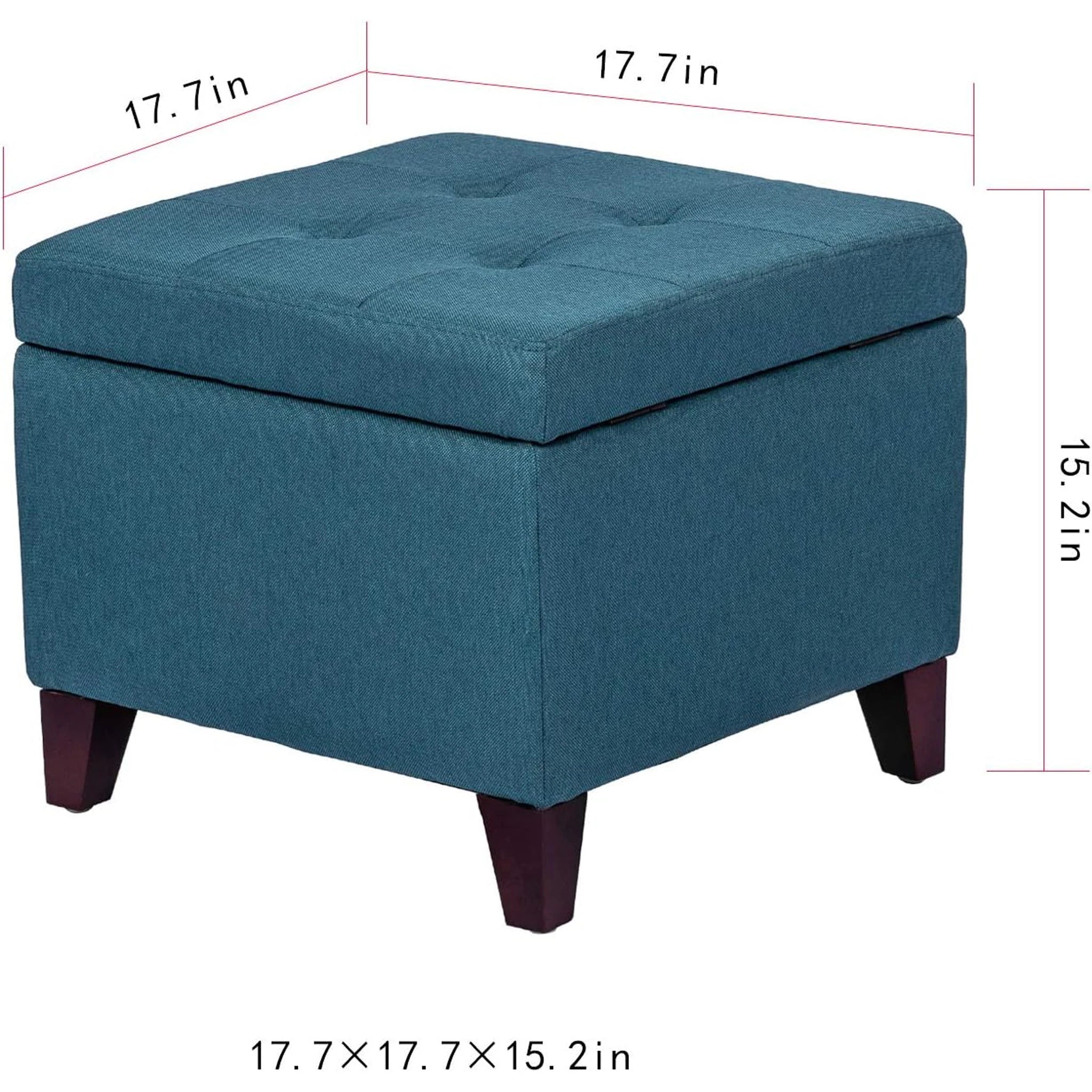 Adeco Deep Blue Fabric Storage Ottoman – dimensions chart