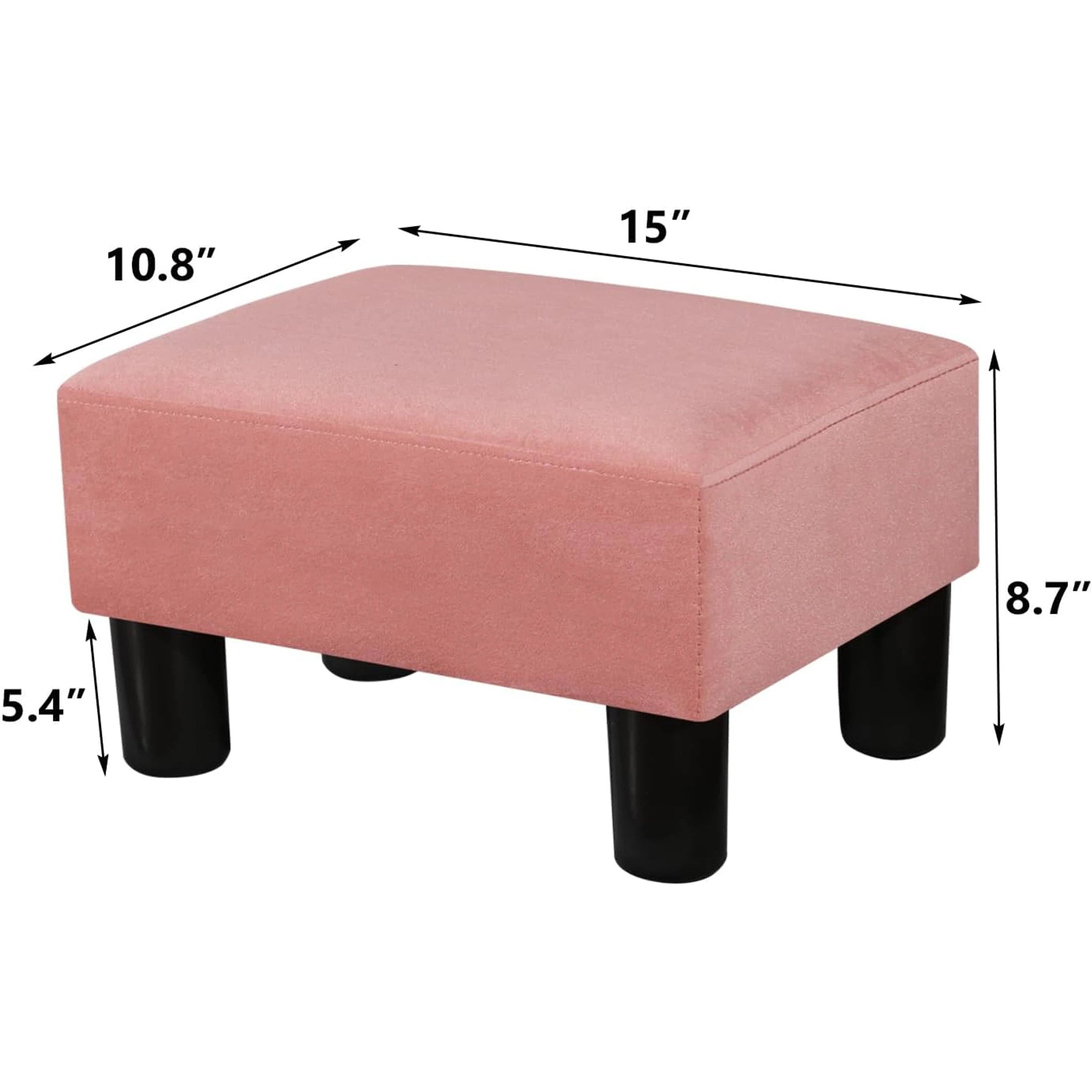 Adeco Dusty Pink Faux Leather Storage Ottoman – dimensions chart