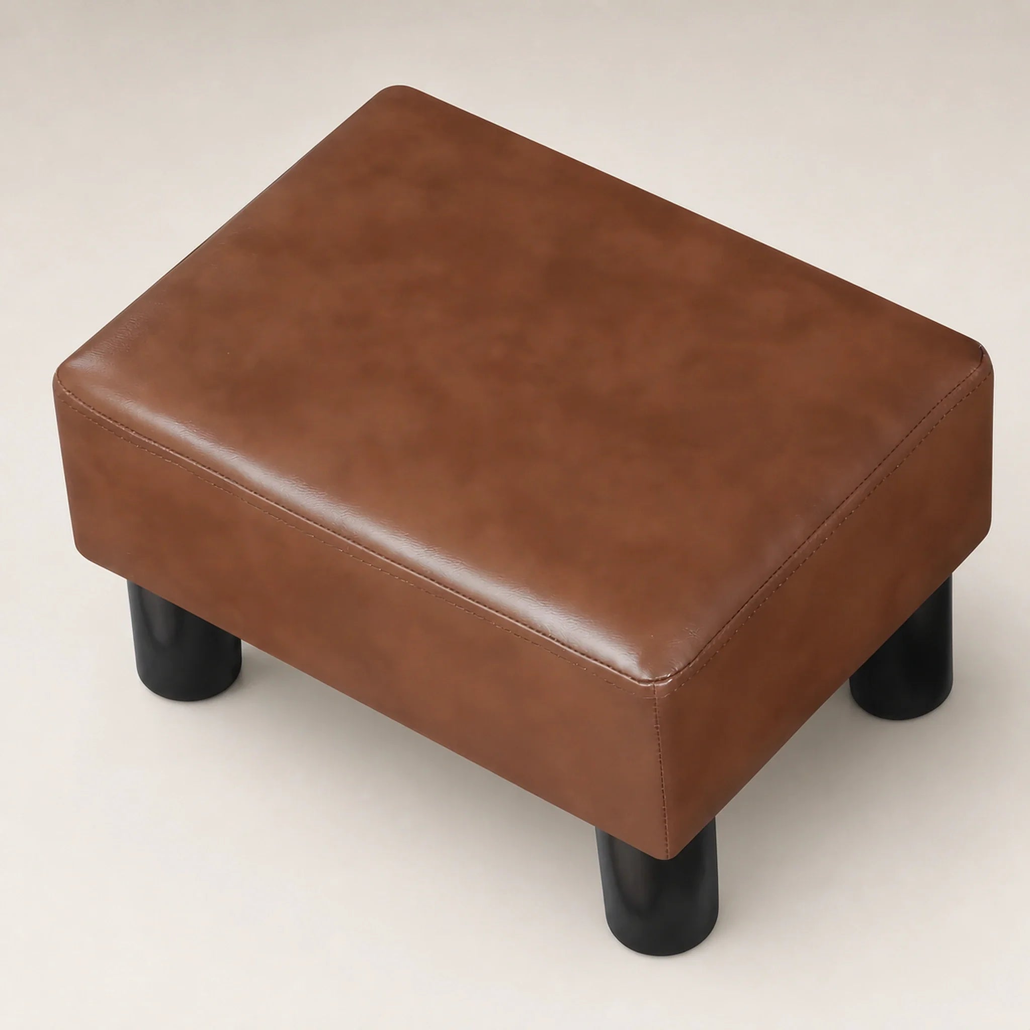 Adeco Gold Brown Pu storage ottoman – warm studio front view#Color_Gold Brown Pu