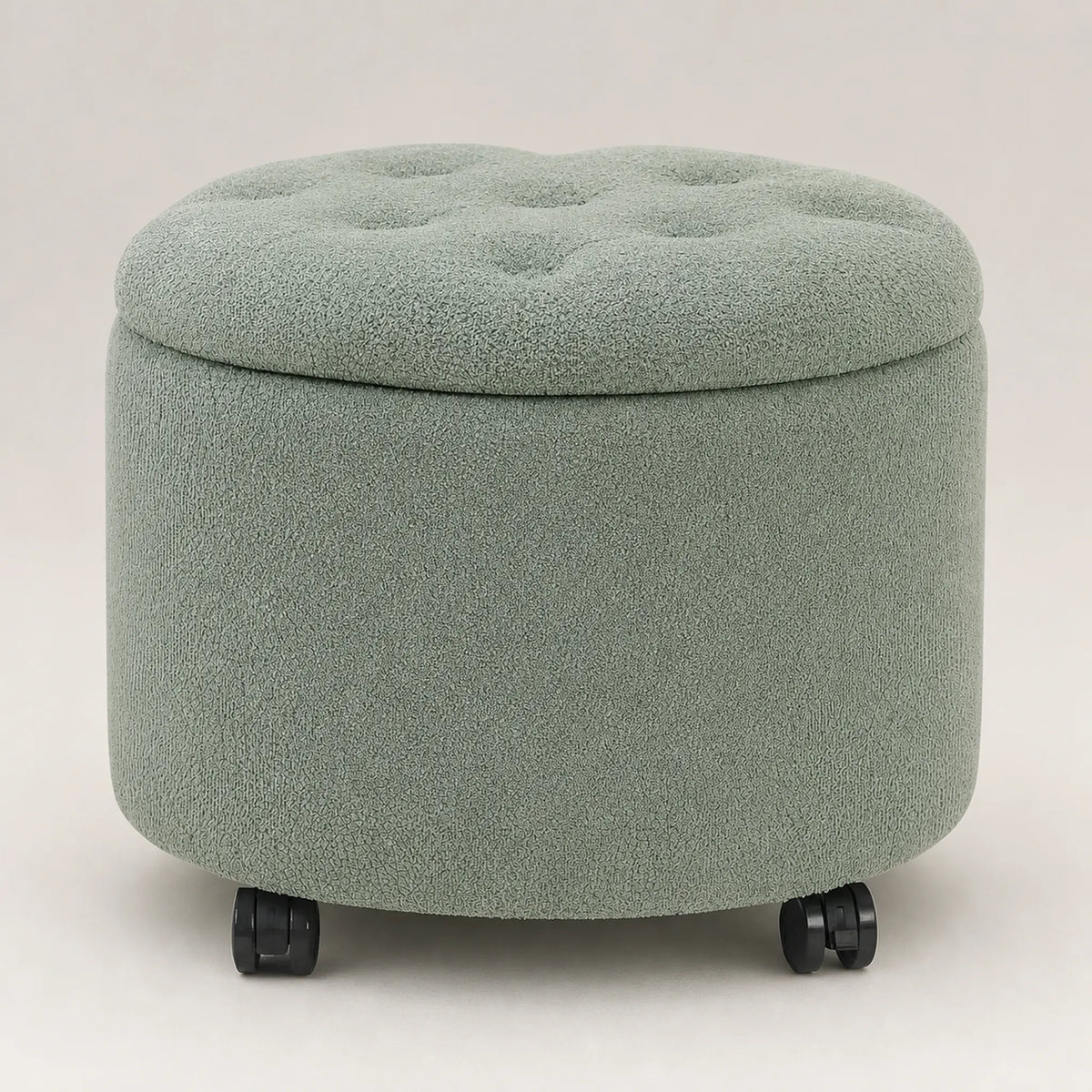 Beringia Green Teddy With Wheels teddy 20.5-inch storage ottoman – warm studio front view