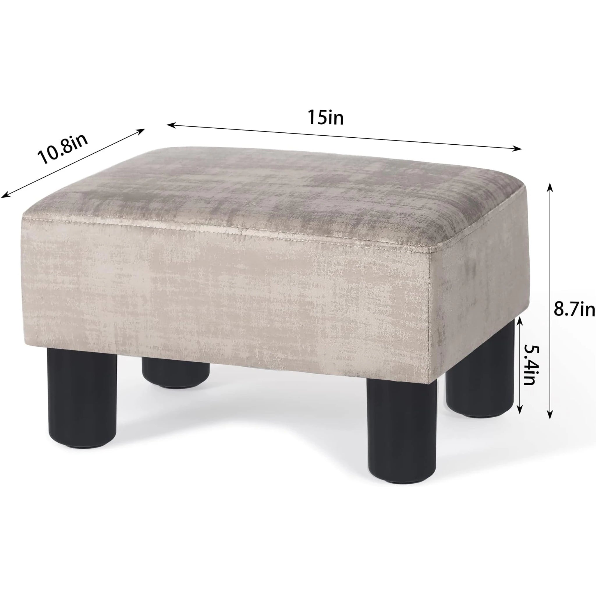 Adeco Grey Faux Leather Storage Ottoman – dimensions chart