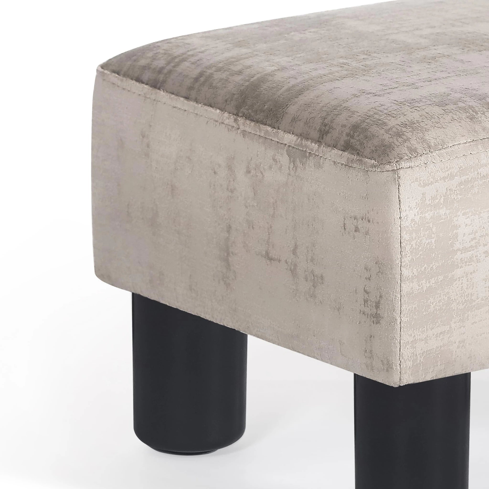 Adeco Grey Faux Leather Storage Ottoman – detail and materials view