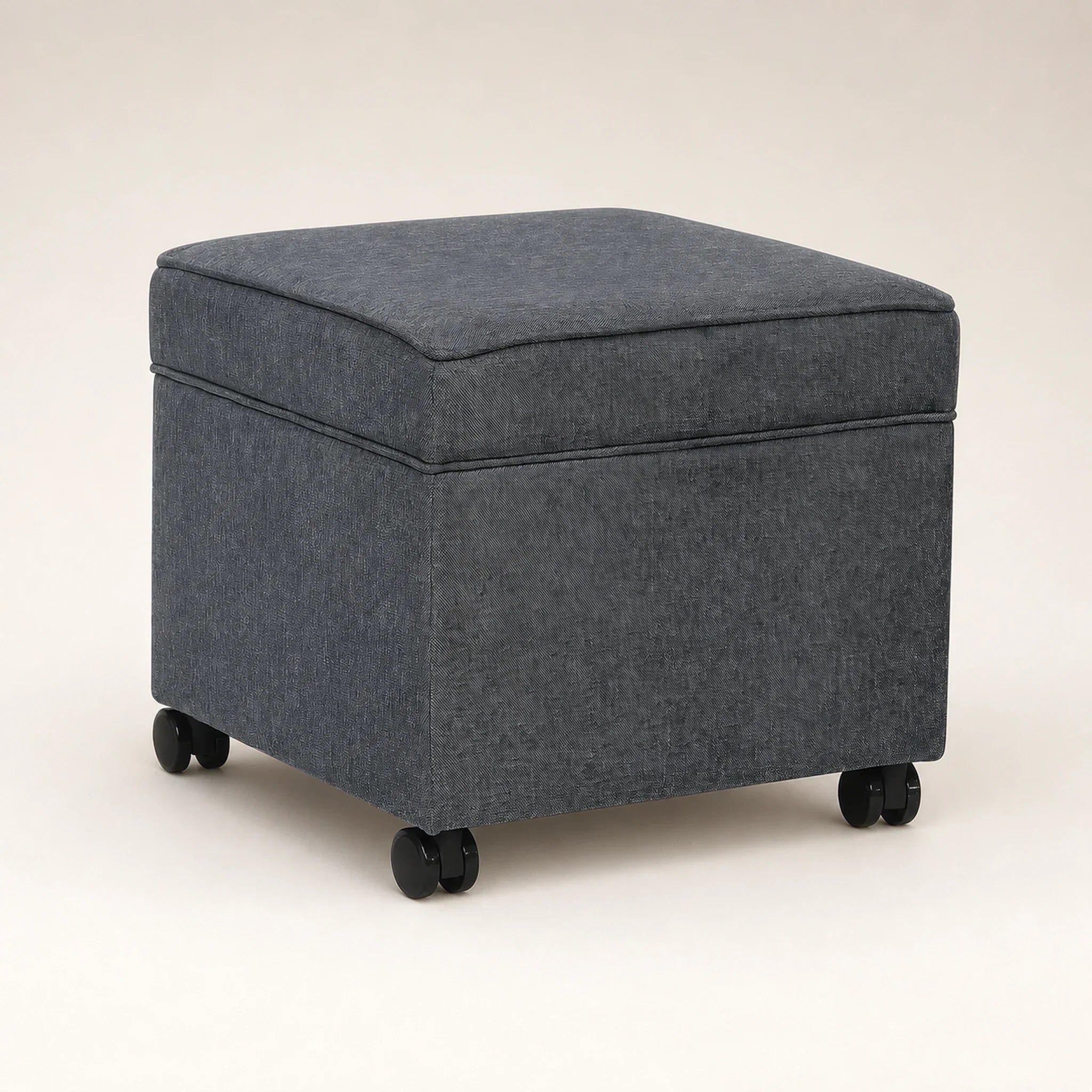 Adeco Grey storage ottoman – warm studio front view