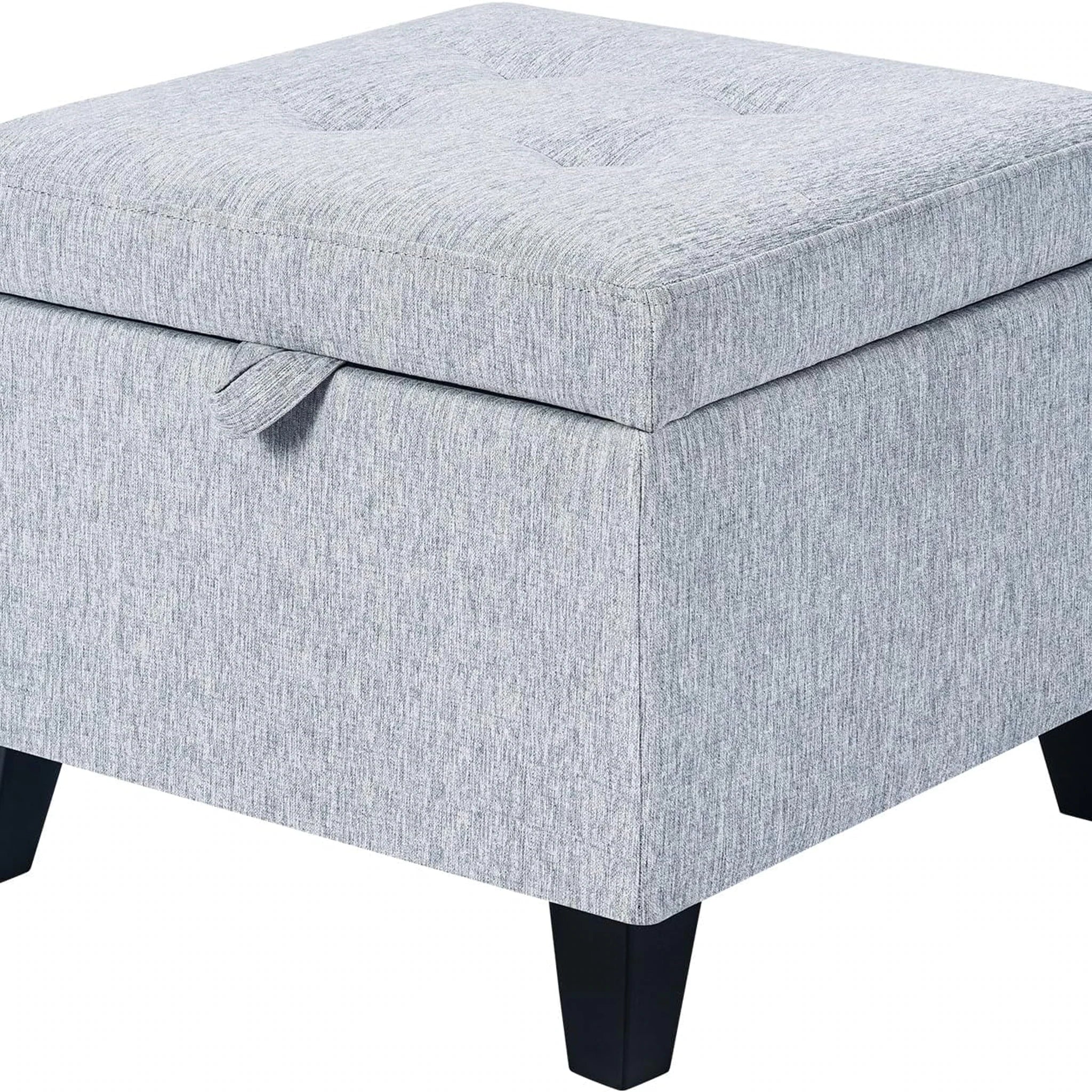 Adeco Ice Grey Fabric Storage Ottoman – styled home scene