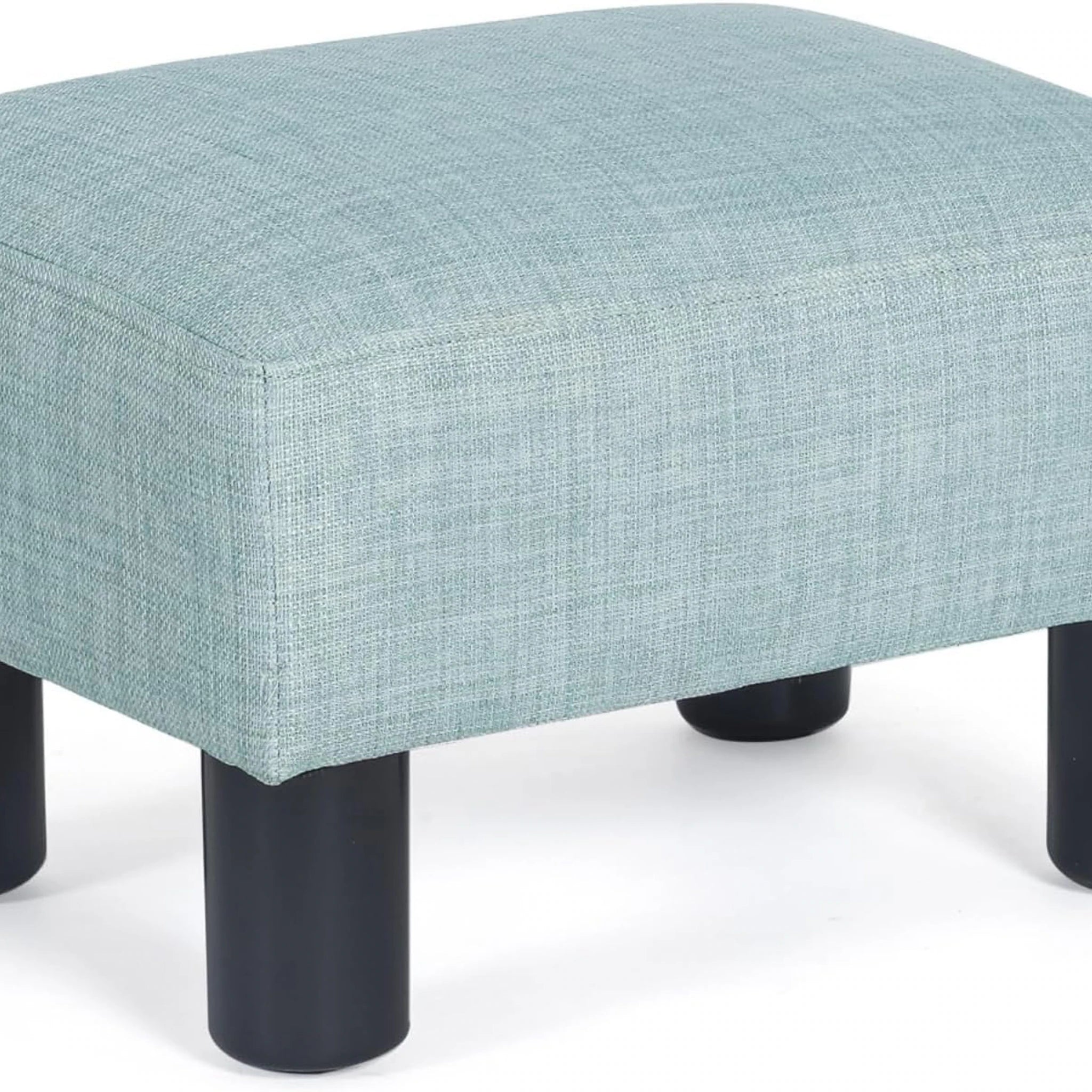 Adeco Light Blue Faux Leather Storage Ottoman – styled home scene