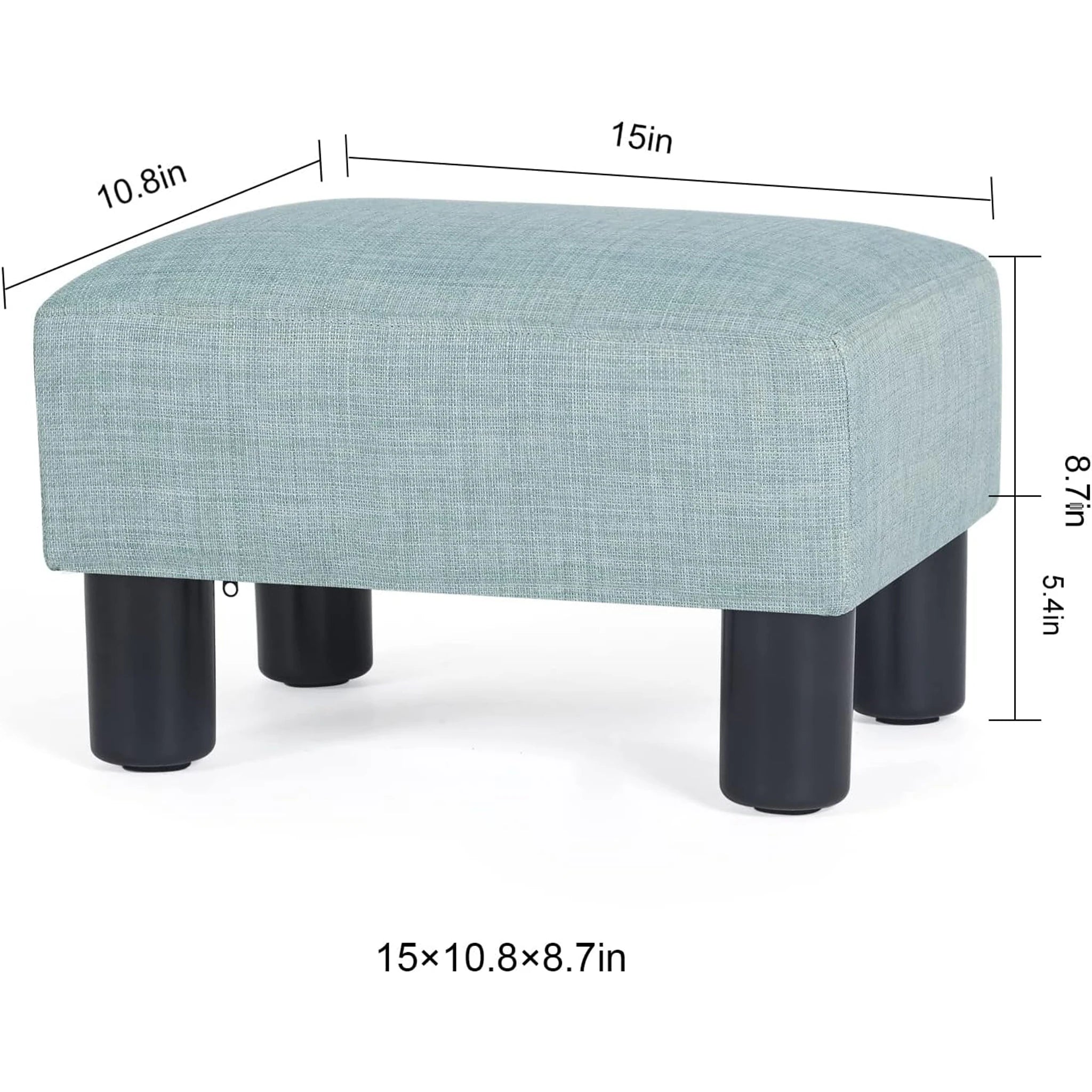 Adeco Light Blue Faux Leather Storage Ottoman – dimensions chart