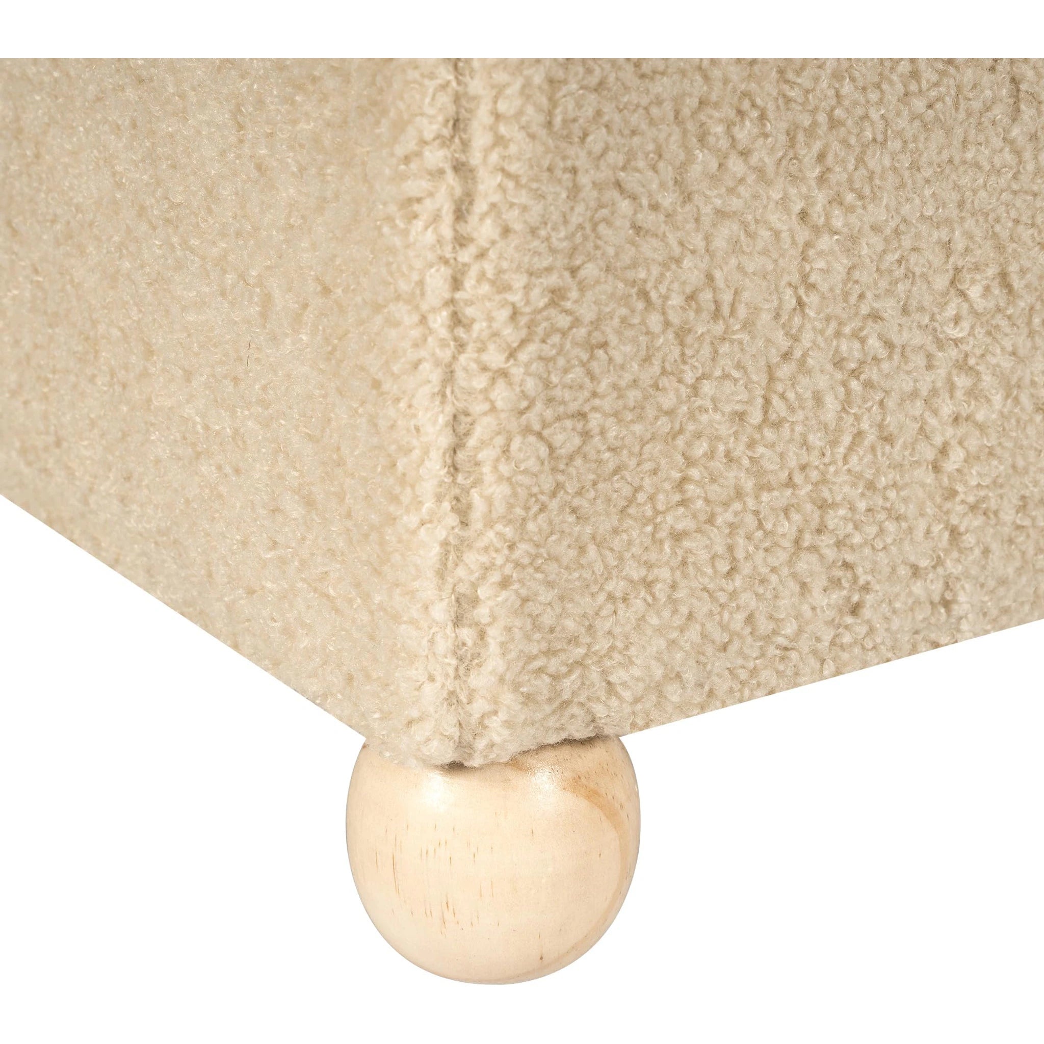 Adeco Oatmeal Fabric Square Storage Ottoman – detail and materials view