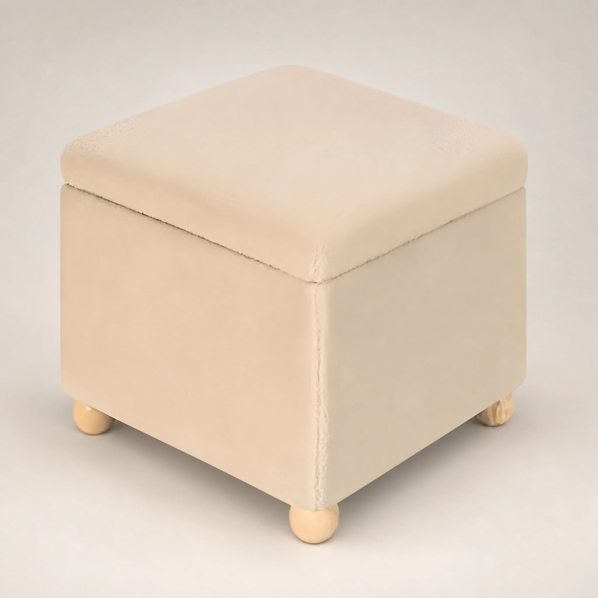 Adeco Oatmeal storage ottoman – warm studio front view