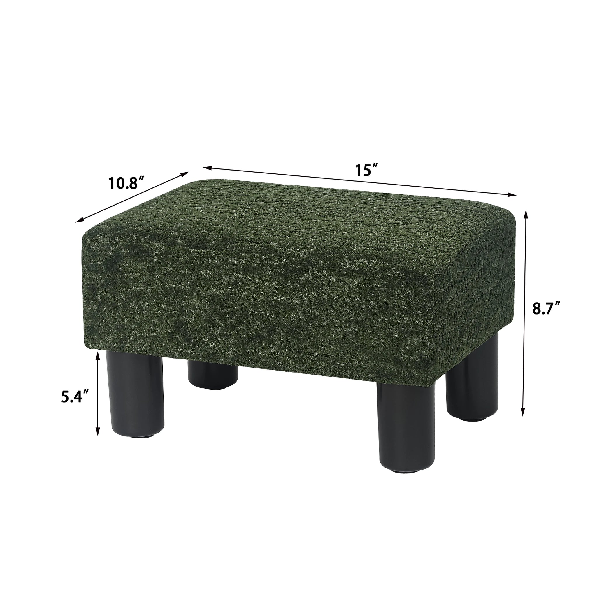 Adeco Olive Green Faux Leather Storage Ottoman – dimensions chart
