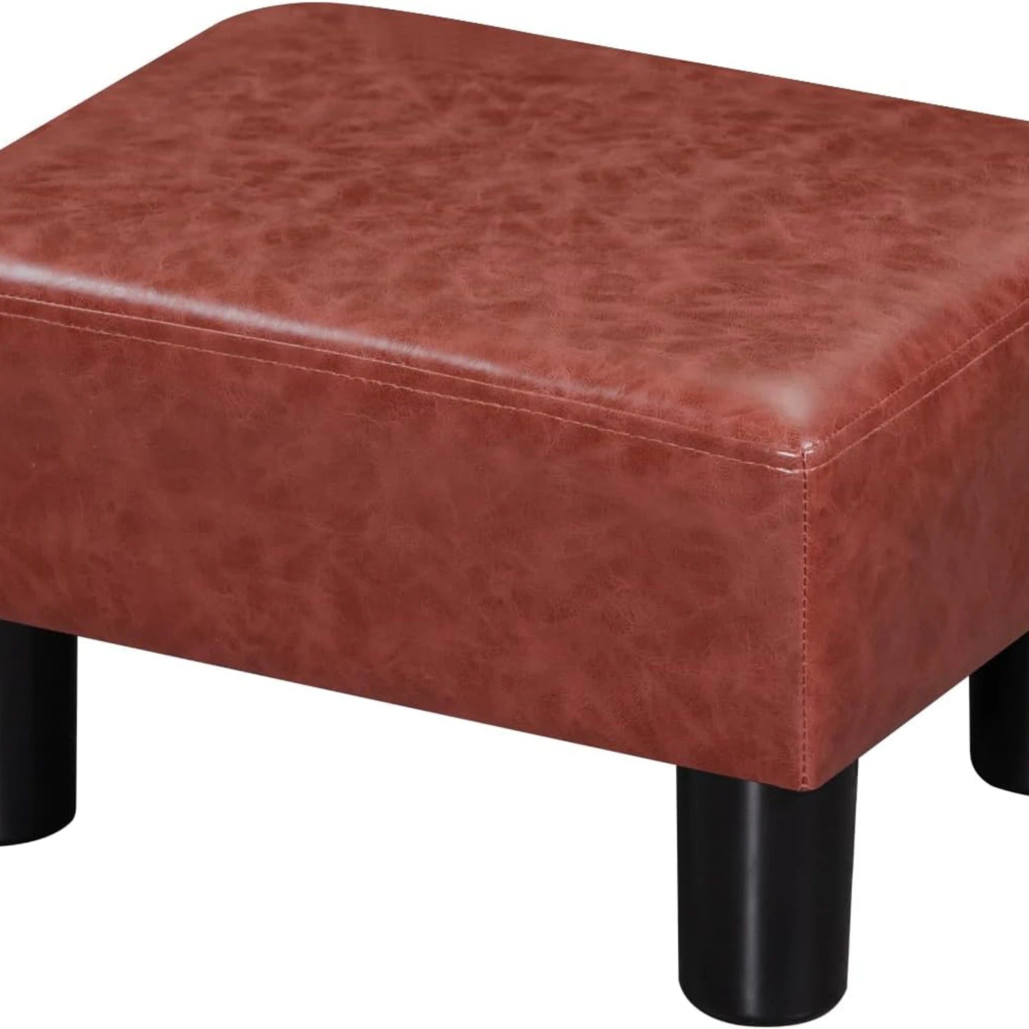 Adeco Red Brown Pu Faux Leather Storage Ottoman – styled home scene