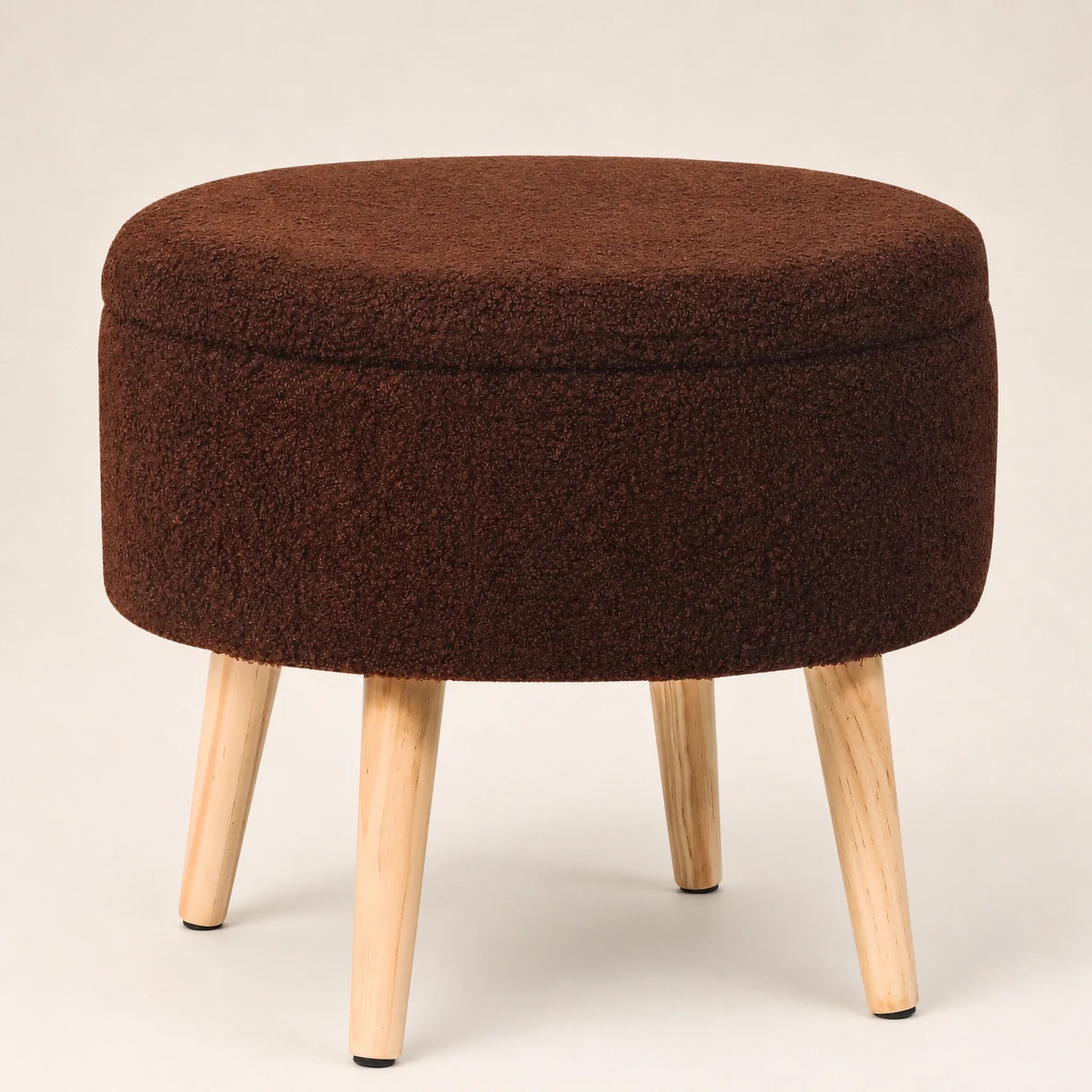 Adeco Red Brown storage ottoman – warm studio front view#Color_Red Brown