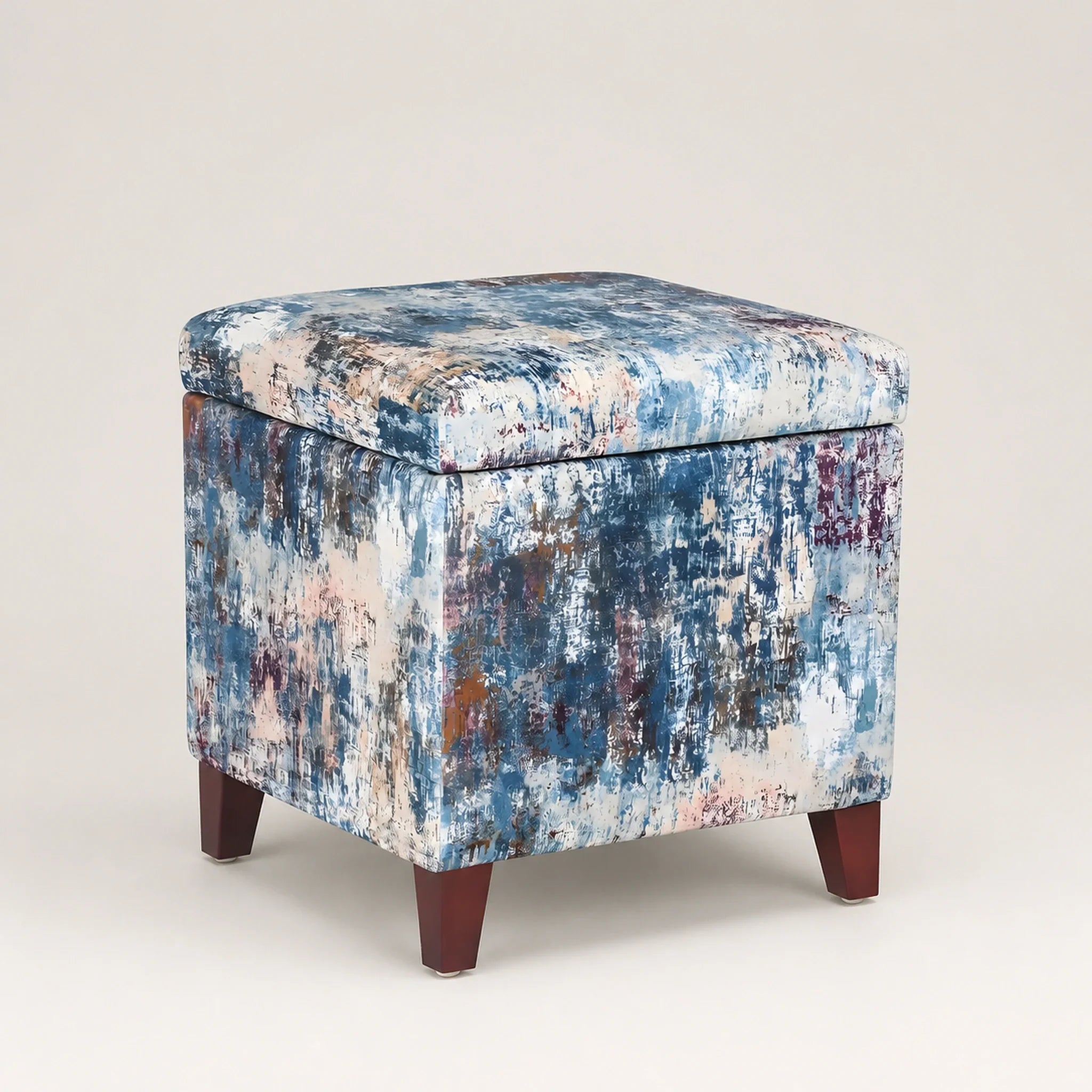 Adeco Reef And Sea storage ottoman – warm studio front view#Color_Reef And Sea