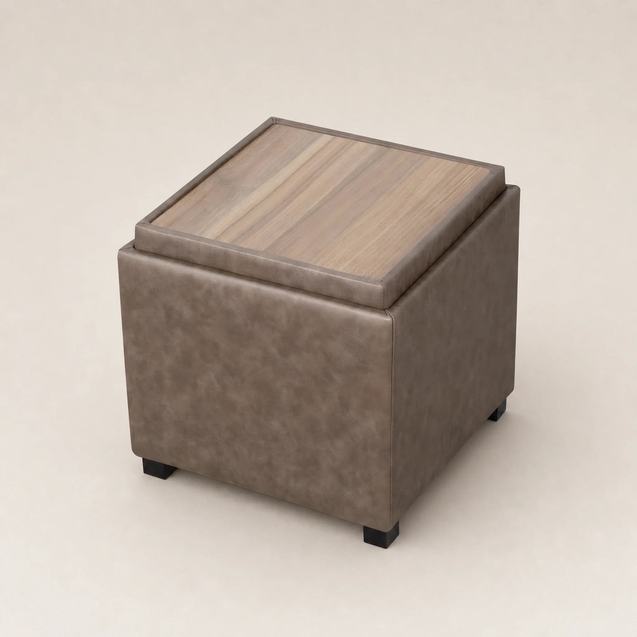 Adeco Taupe – Upgraded Version storage ottoman – warm studio front view#Color_Taupe – Upgraded Version