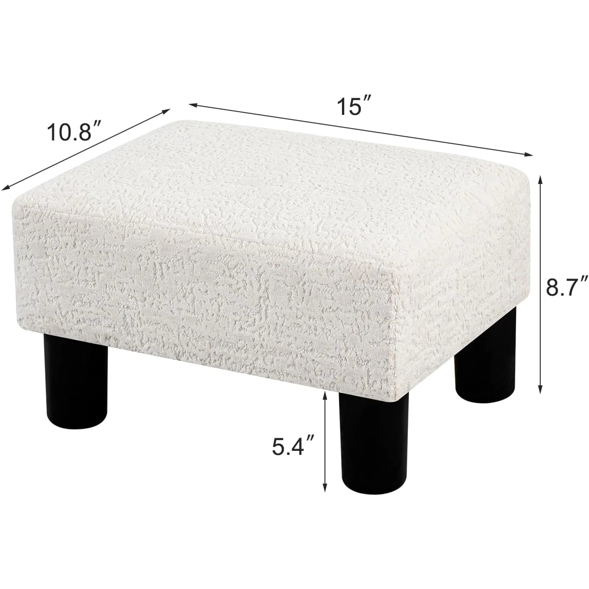 Adeco White Faux Leather Storage Ottoman – dimensions chart