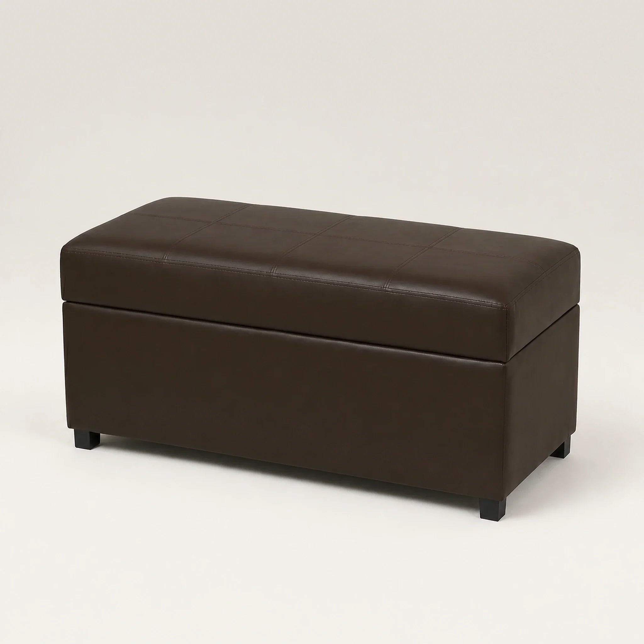 Joveco Brown, 32" Wide storage ottoman – warm studio front view