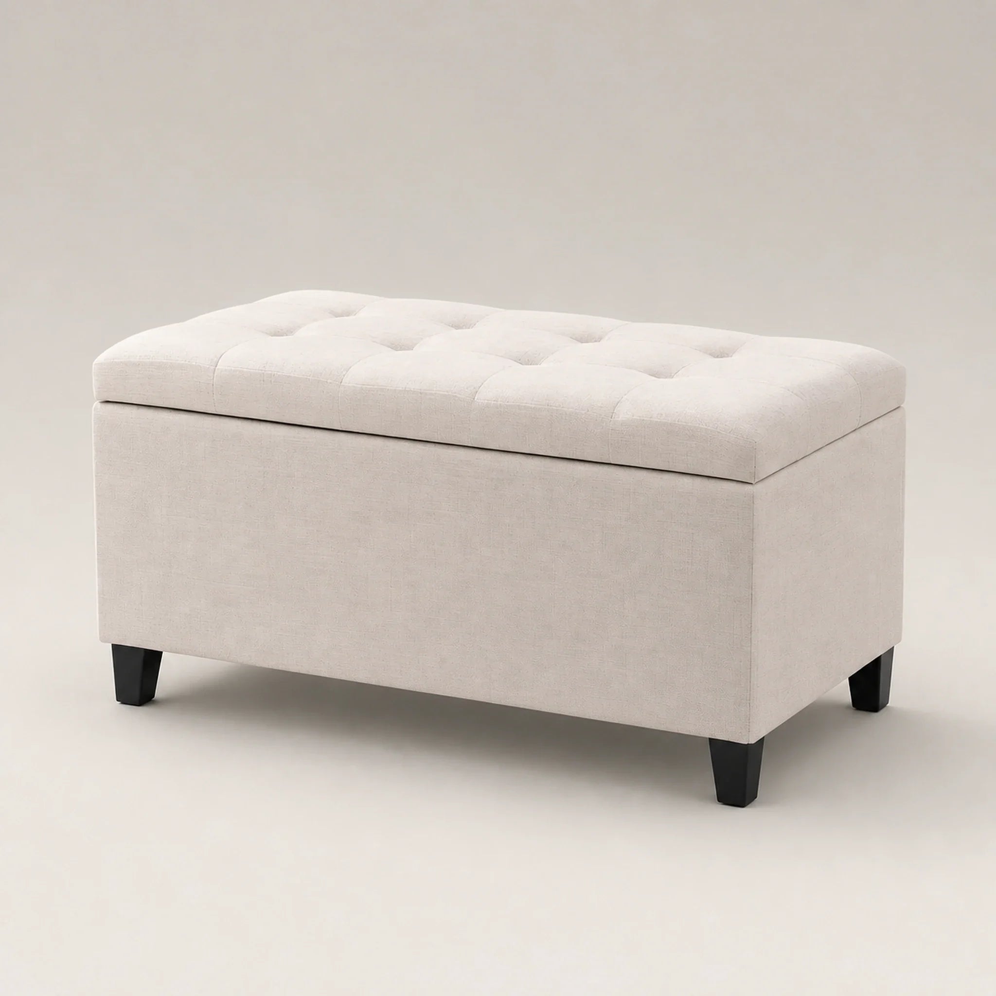 ASense Beige storage ottoman – warm studio front view#Color_Beige