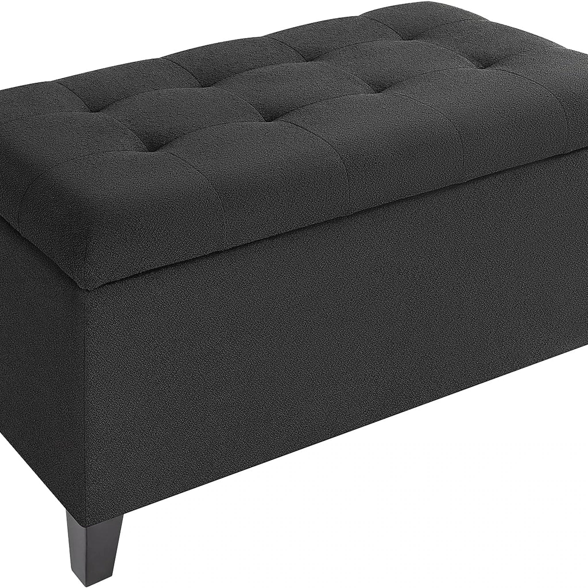ASense Black Fabric Storage Ottoman Bench – styled home scene