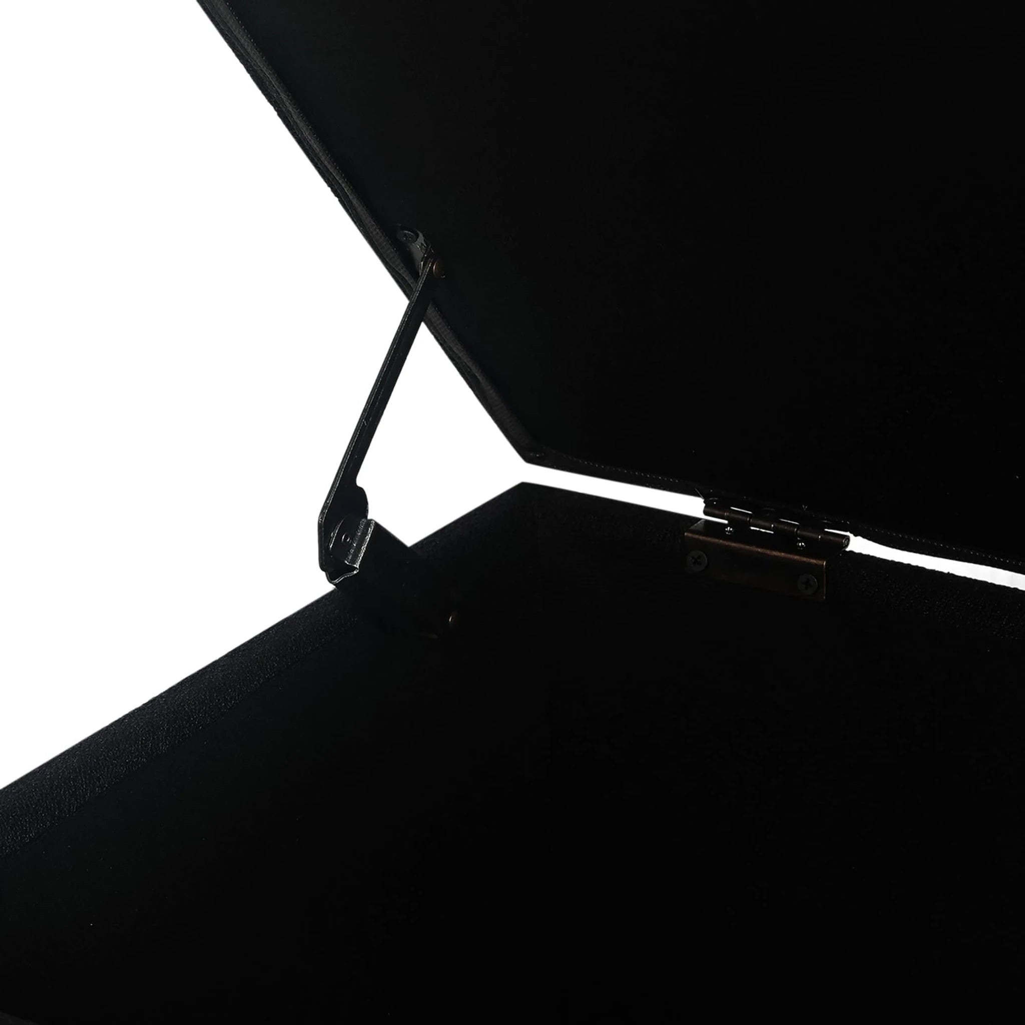 ASense Black Fabric Storage Ottoman Bench – detail and materials view