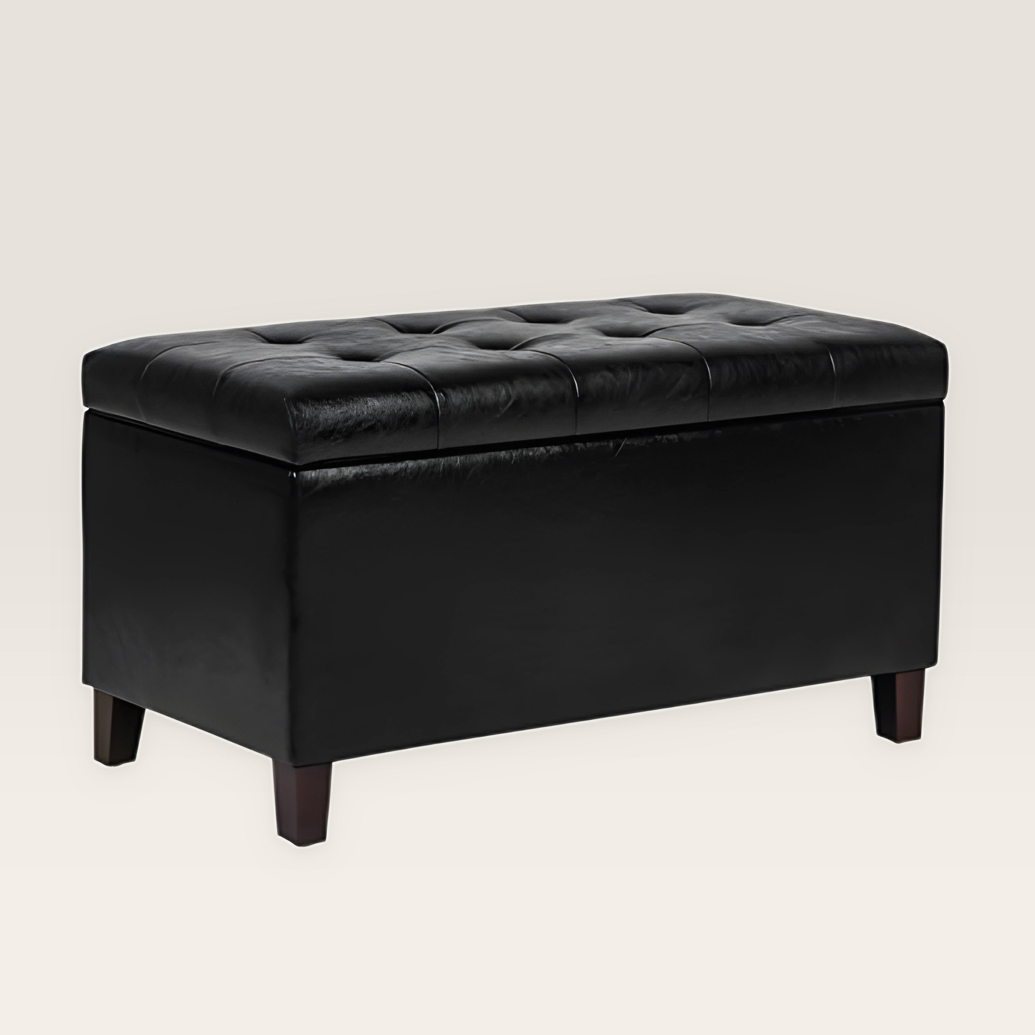 Asense 33 Inch Black Faux Leather Storage Ottoman