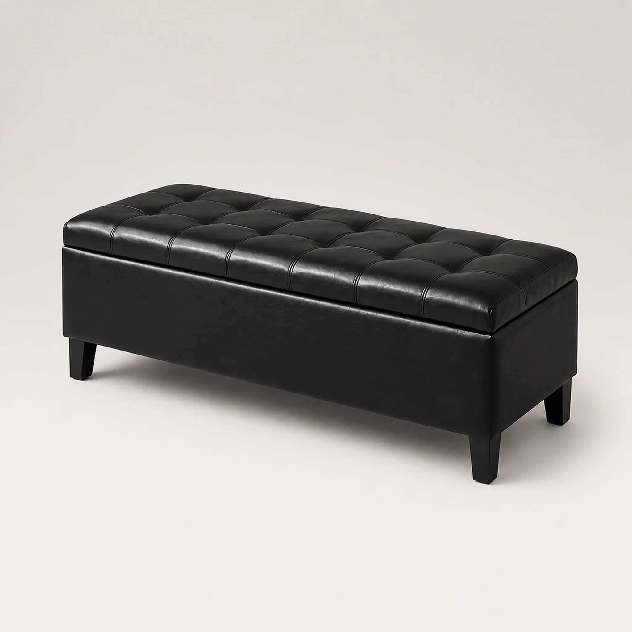 ASense Black storage ottoman – warm studio front view#Color_Black