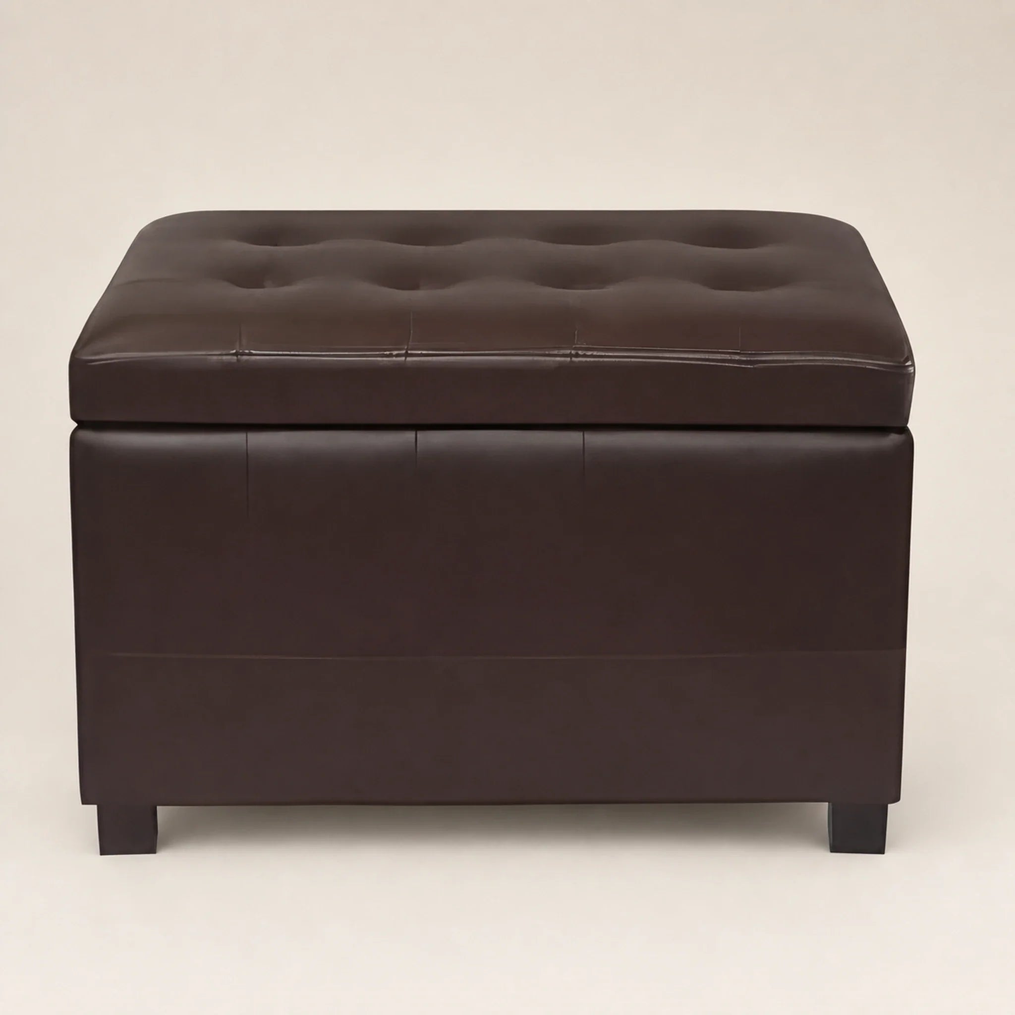 ASense Chocolate Brown storage ottoman – warm studio front view