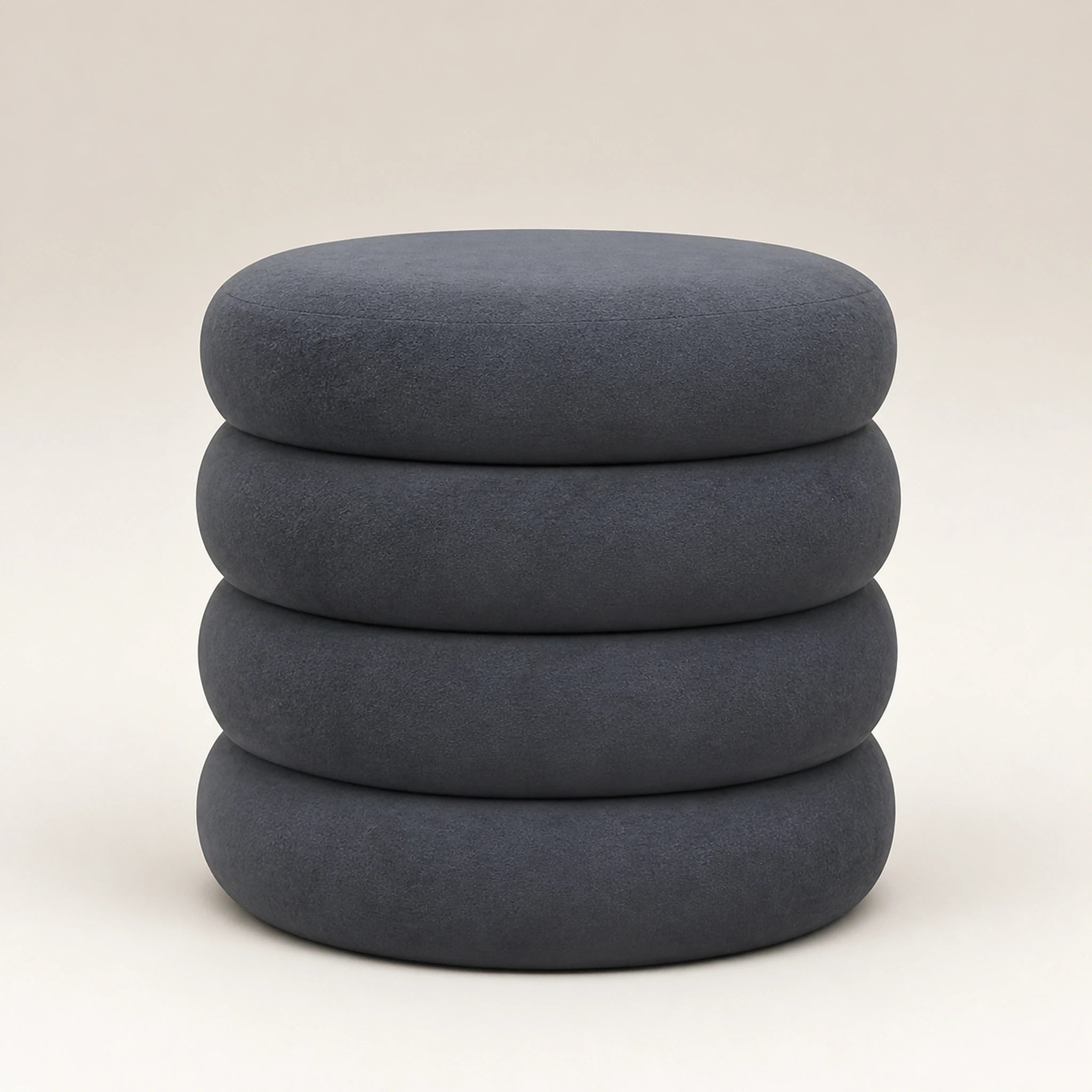 Beringia Dark Grey polyester fabric 19.5-inch storage ottoman – warm studio front view