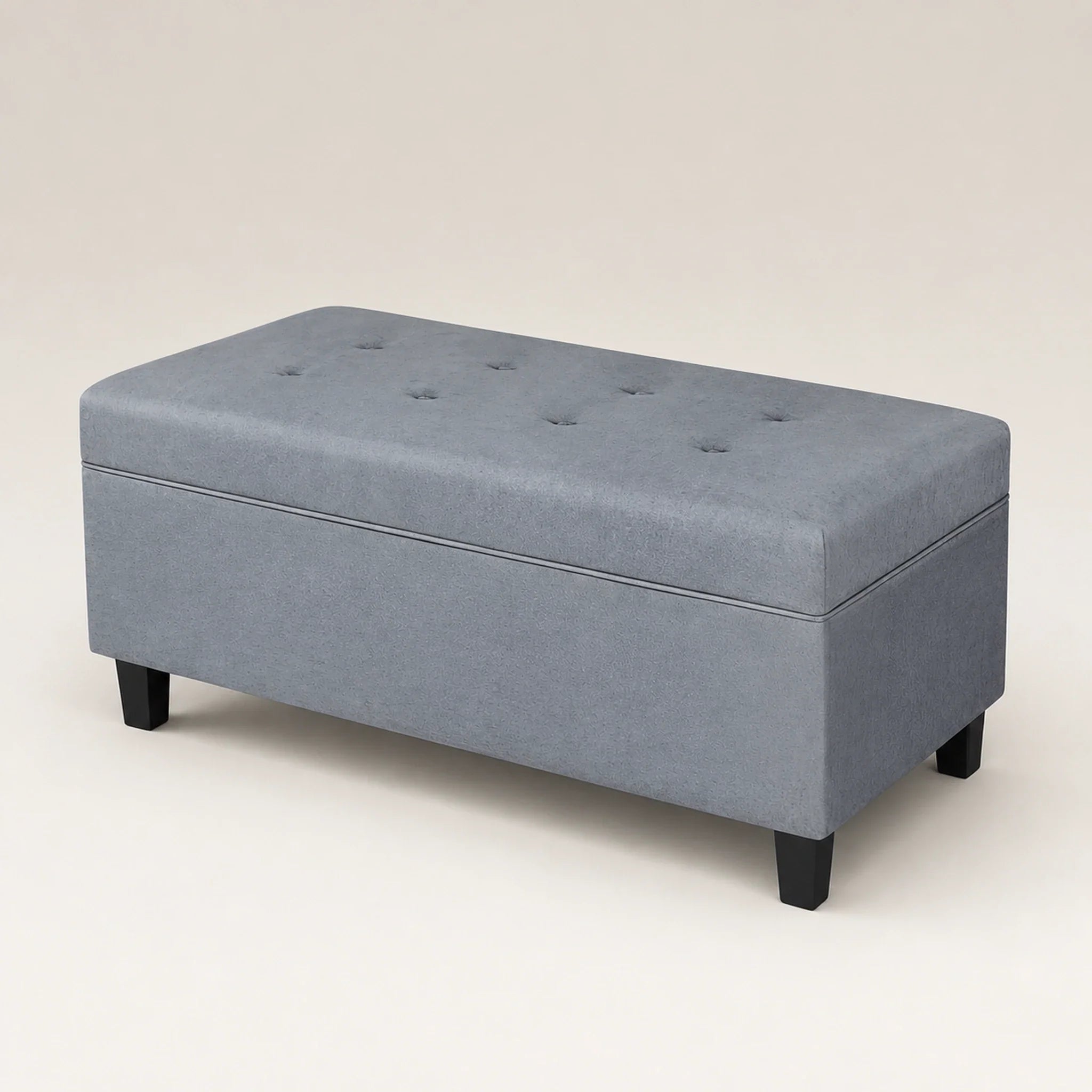 ASense Grey storage ottoman – warm studio front view#Color_Grey