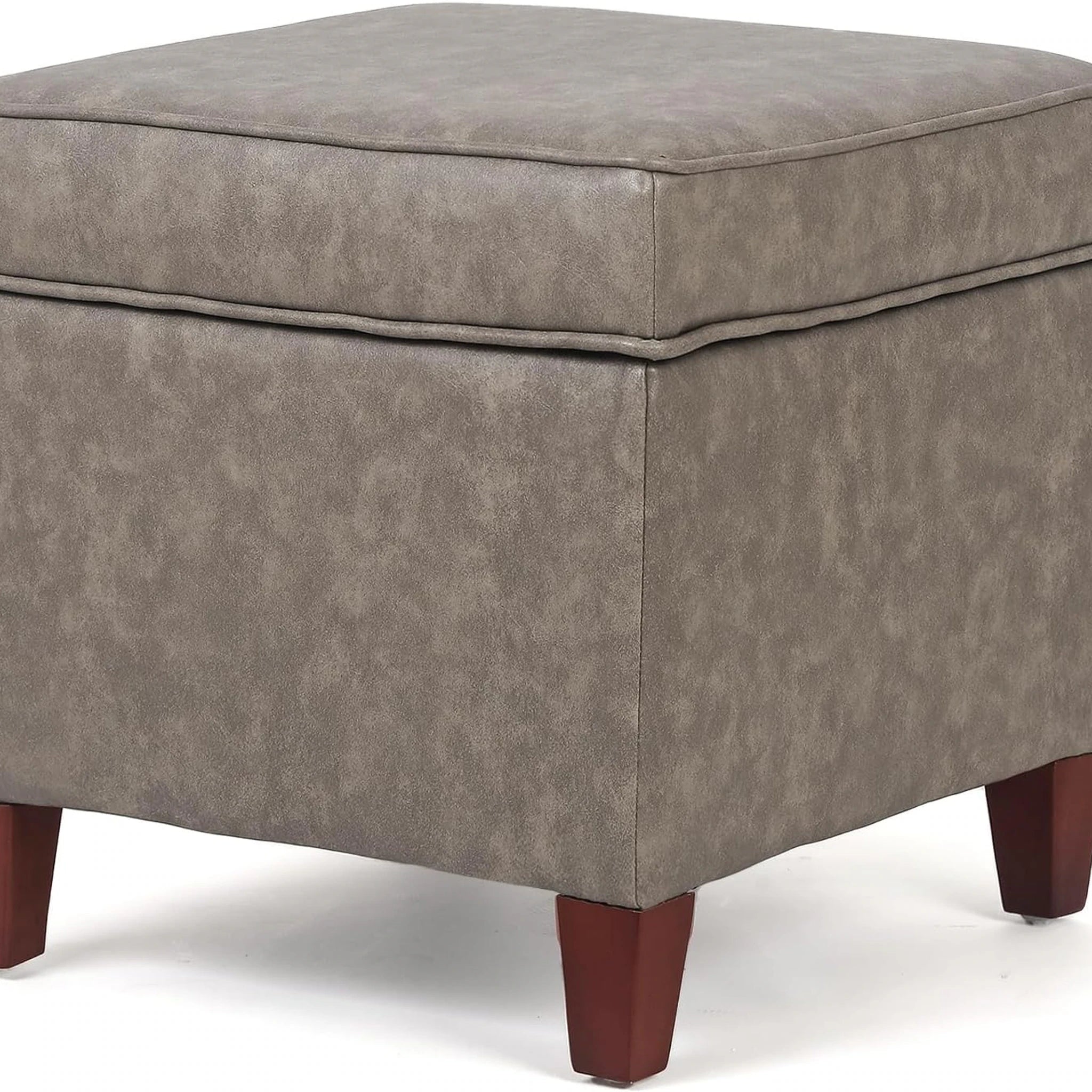 ASense Grey Linen Square Storage Ottoman – styled home scene
