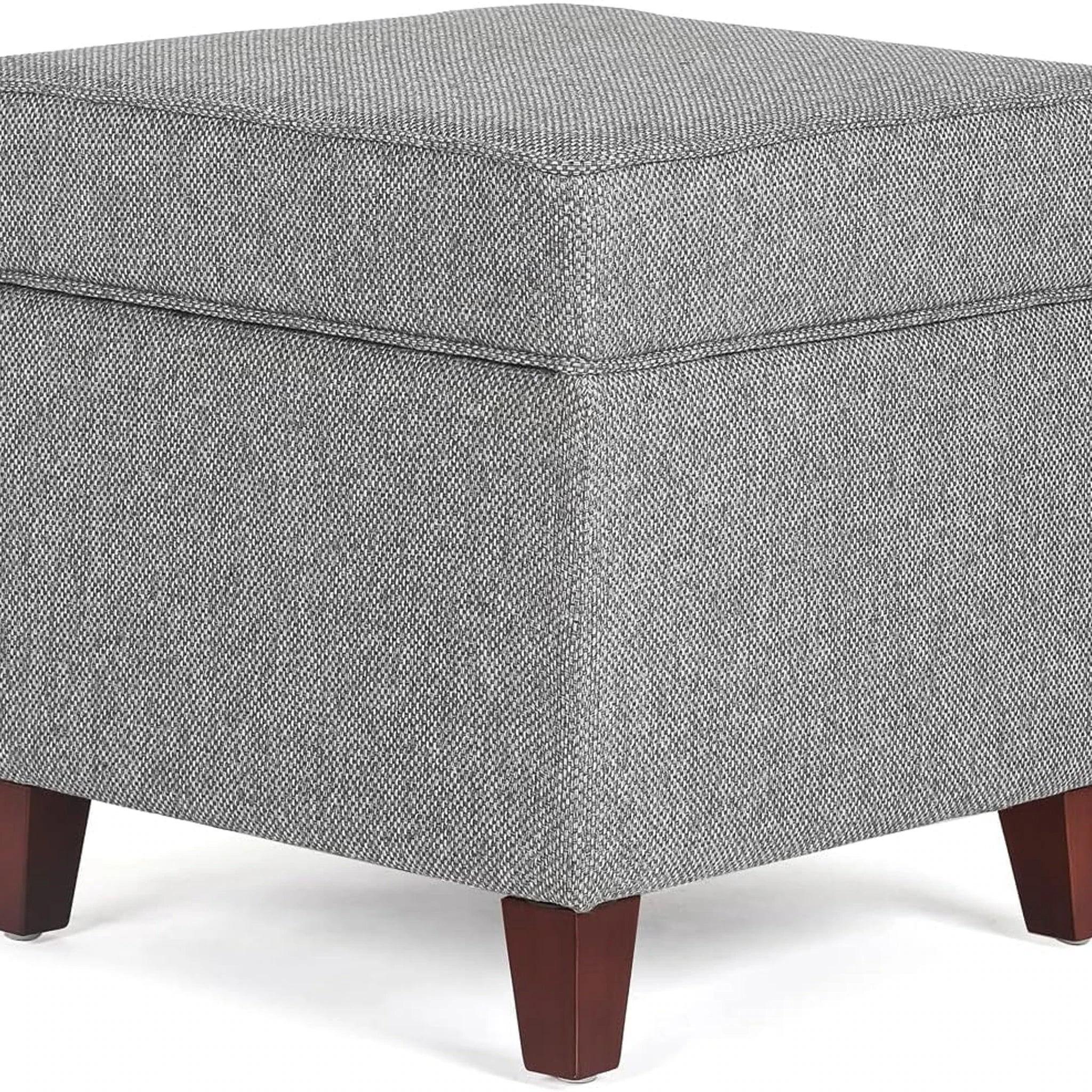 ASense Light Grey Linen Square Storage Ottoman – styled home scene