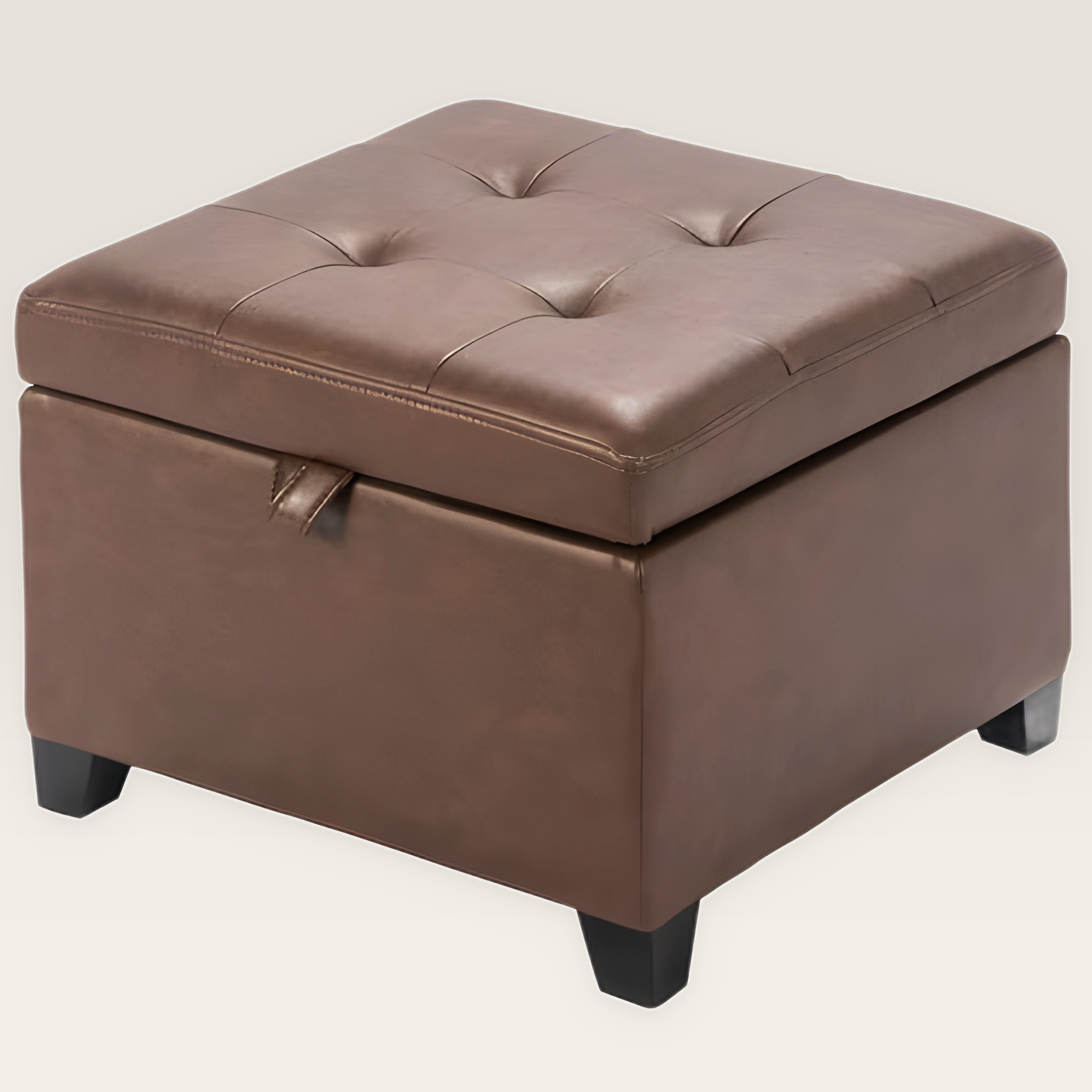Asense 17 Inch Rust Faux Leather Square Storage Ottoman