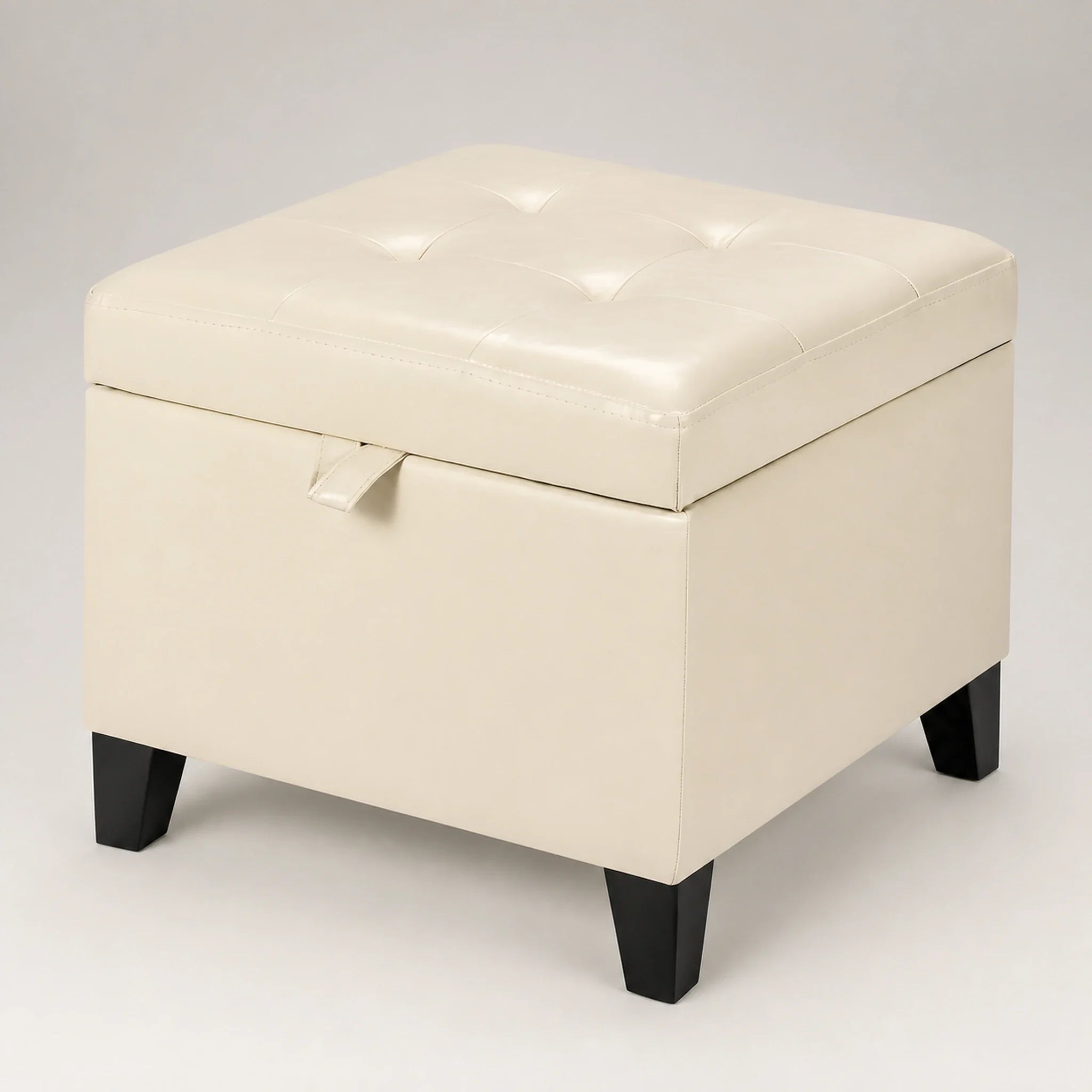 ASense Beige storage ottoman – warm studio front view#Color_Beige