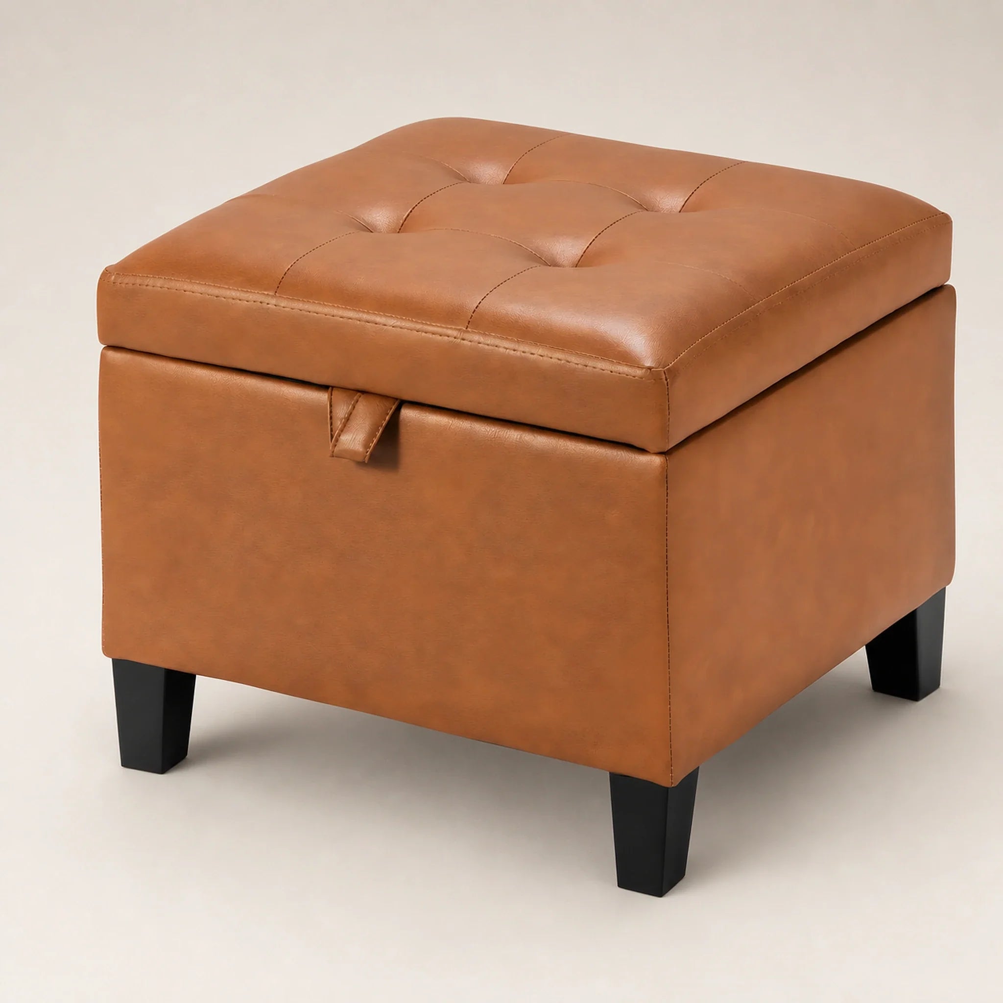 ASense Brown Orange storage ottoman – warm studio front view