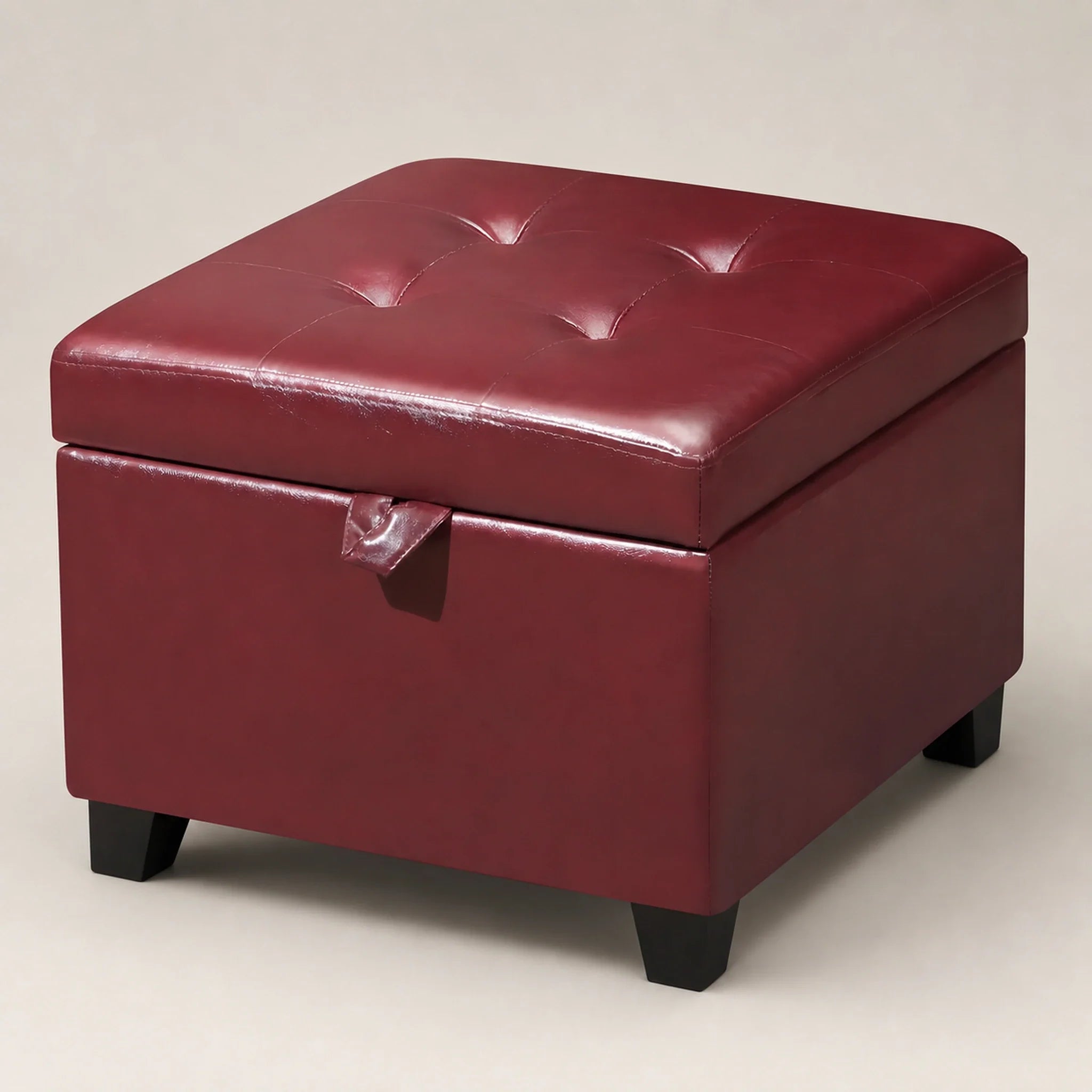 ASense Red storage ottoman – warm studio front view