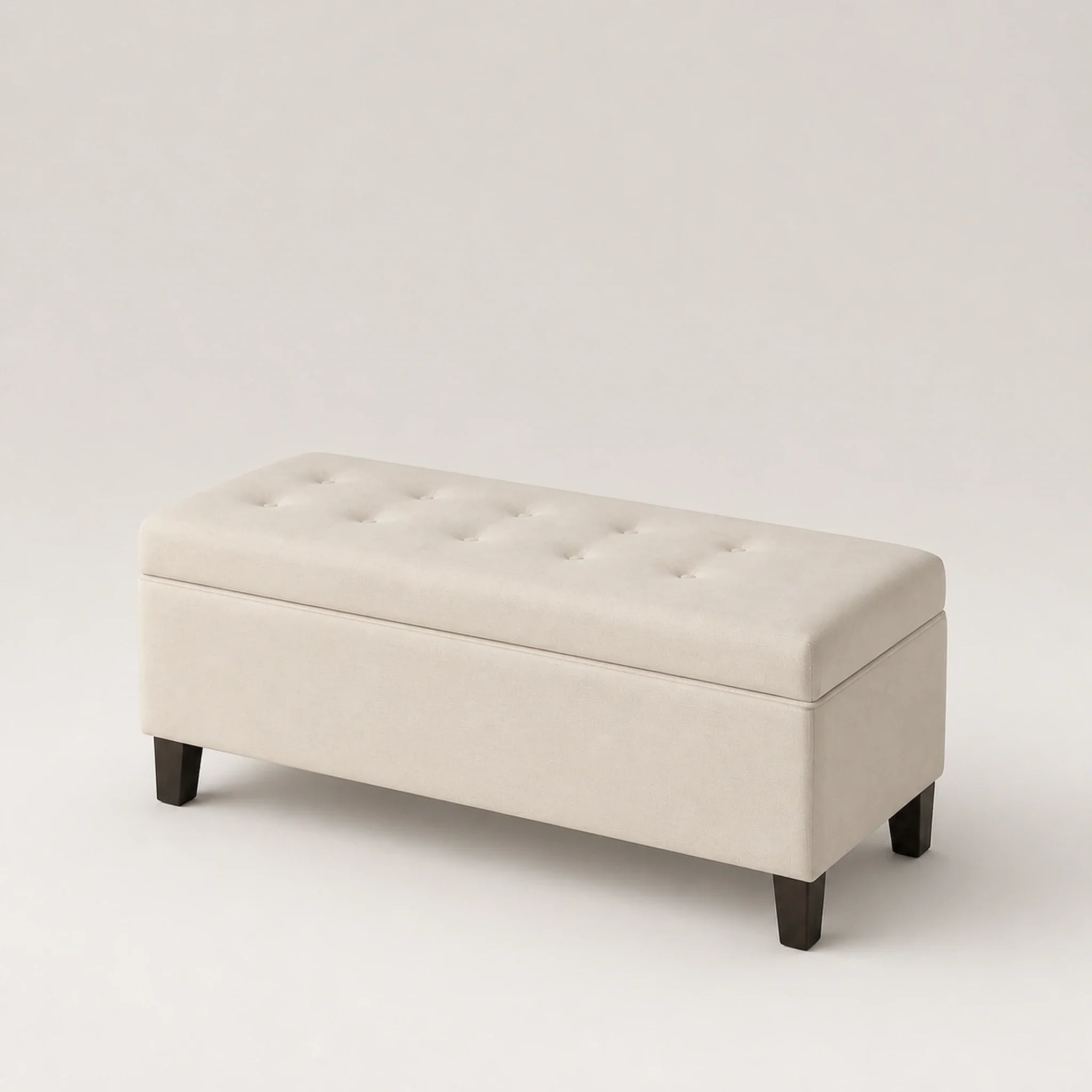 Joveco Beige storage ottoman – warm studio front view#Color_Beige