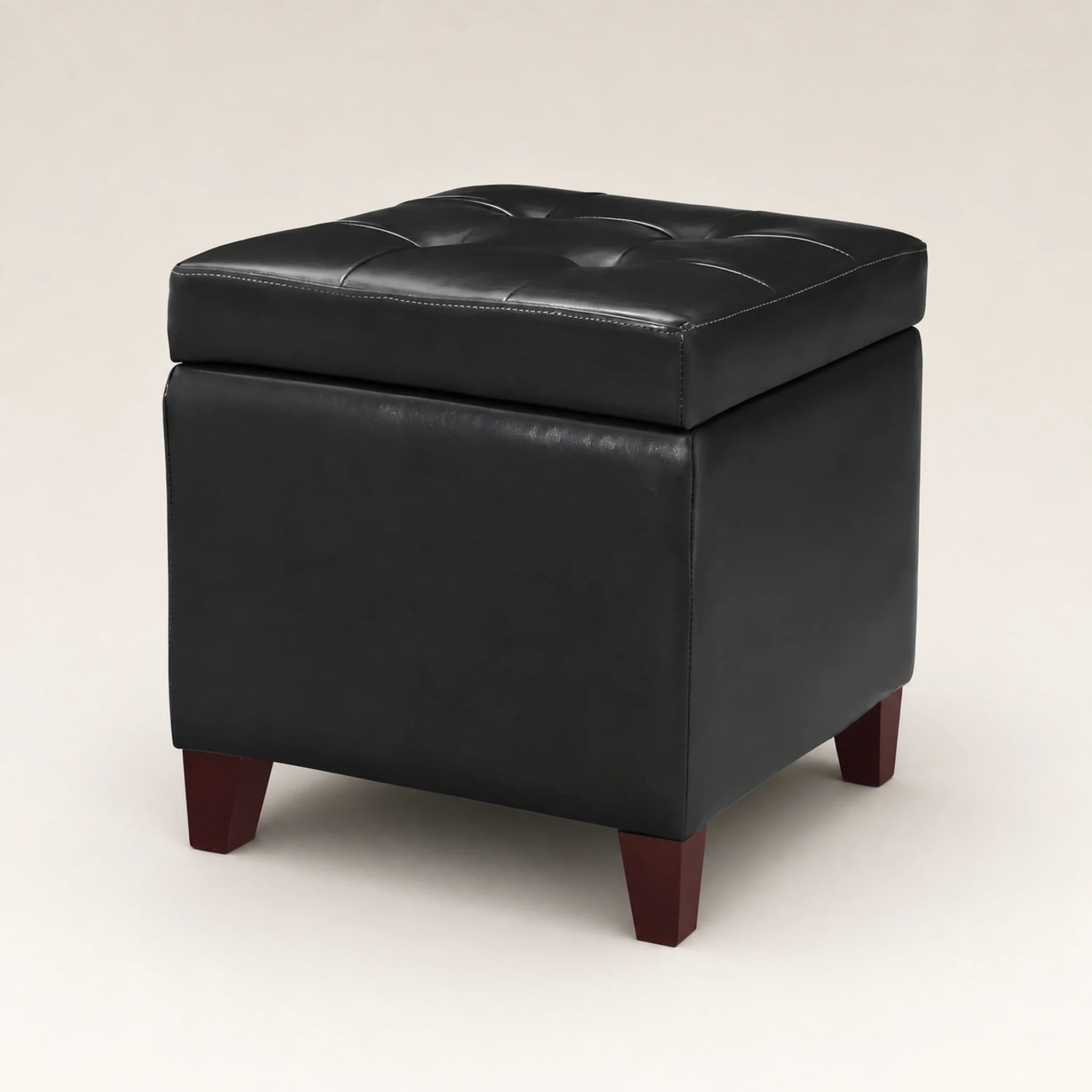 Homebeez Black storage ottoman – warm studio front view#Color_Black